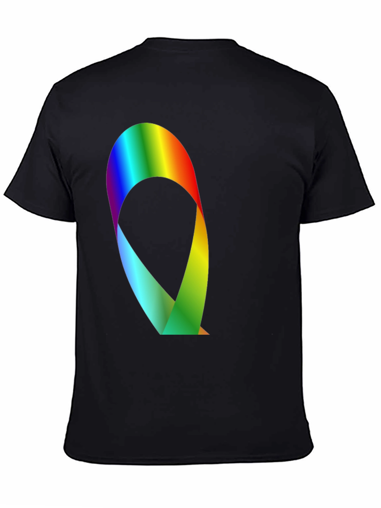 Rainbow Ribbon Graphic Black T-Shirt