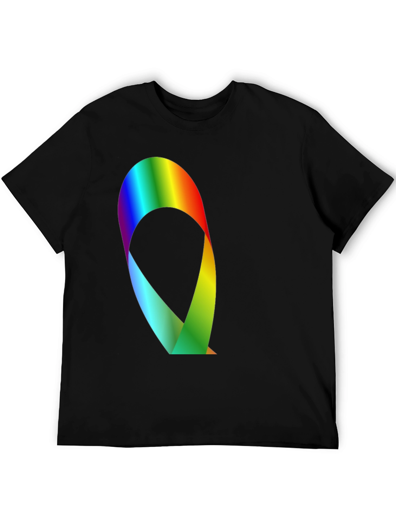 Rainbow Ribbon Graphic Black T-Shirt