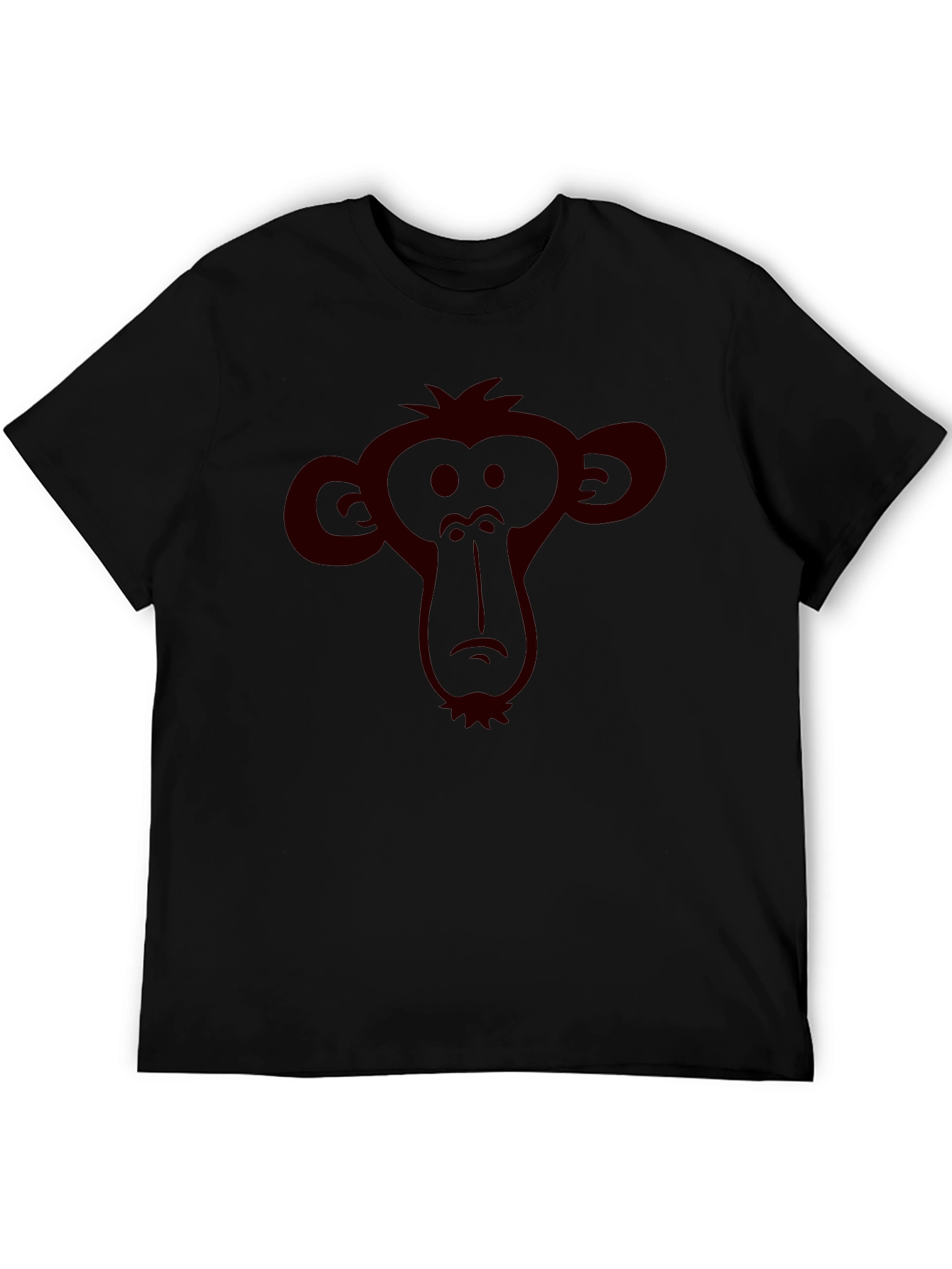 Monkey Face Graphic Tee - Black Crew Neck T-Shirt
