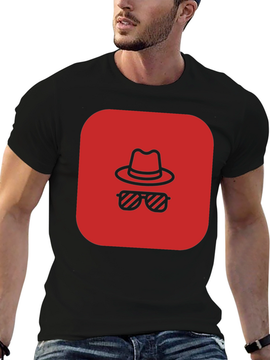 Red Spy Icon Black T-Shirt