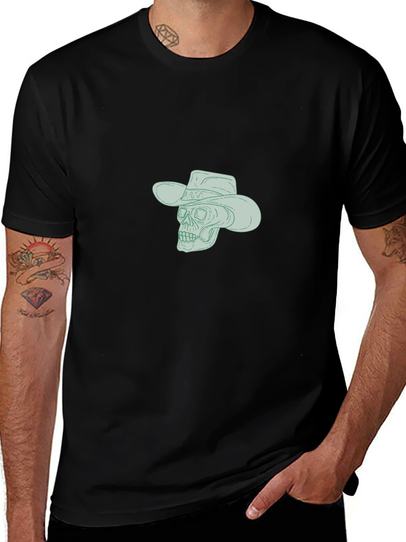 Skull Cowboy Graphic Tee - Classic Black T-Shirt