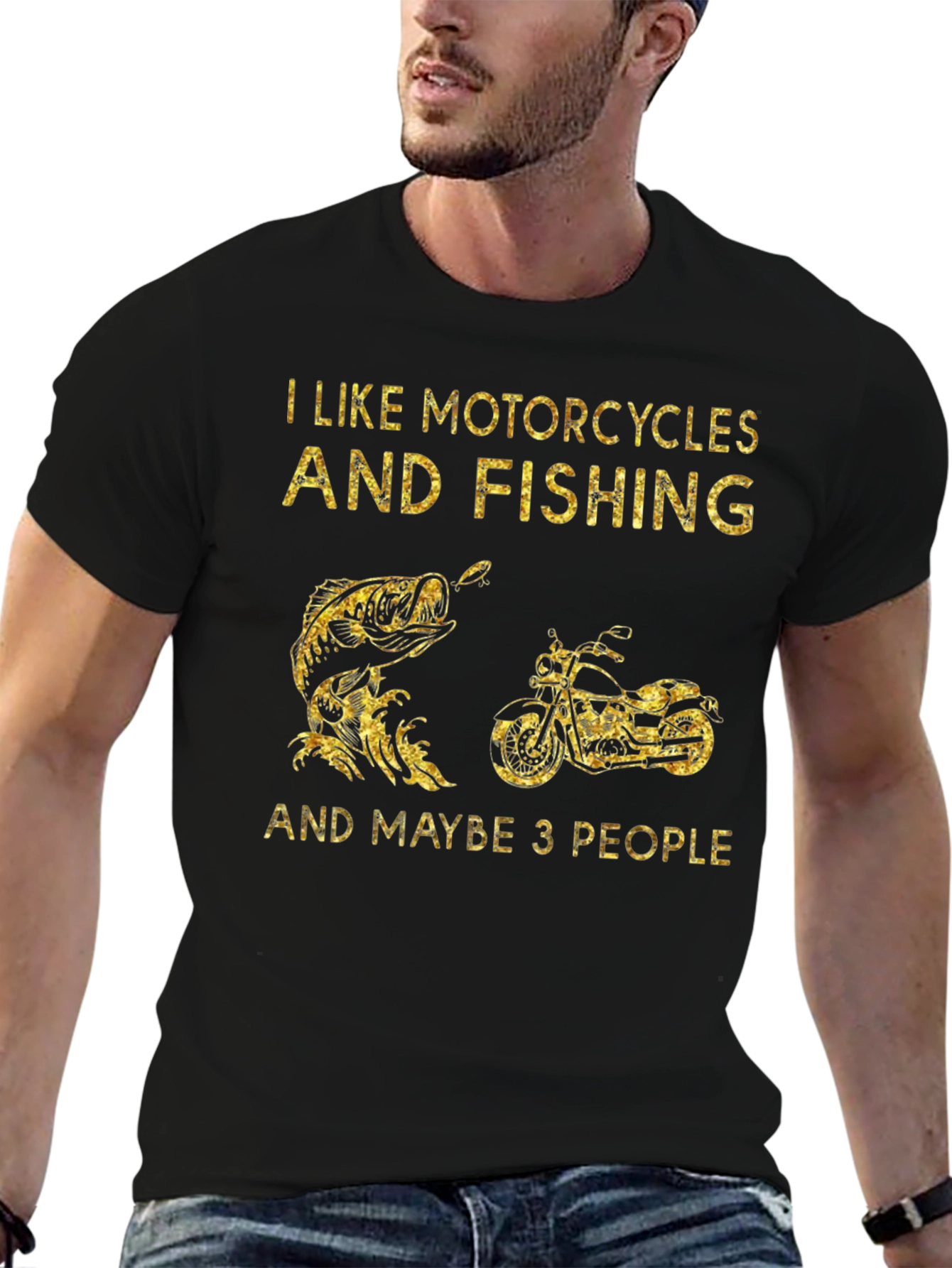 Motorcycle & Fishing Tee: I Like 3 People