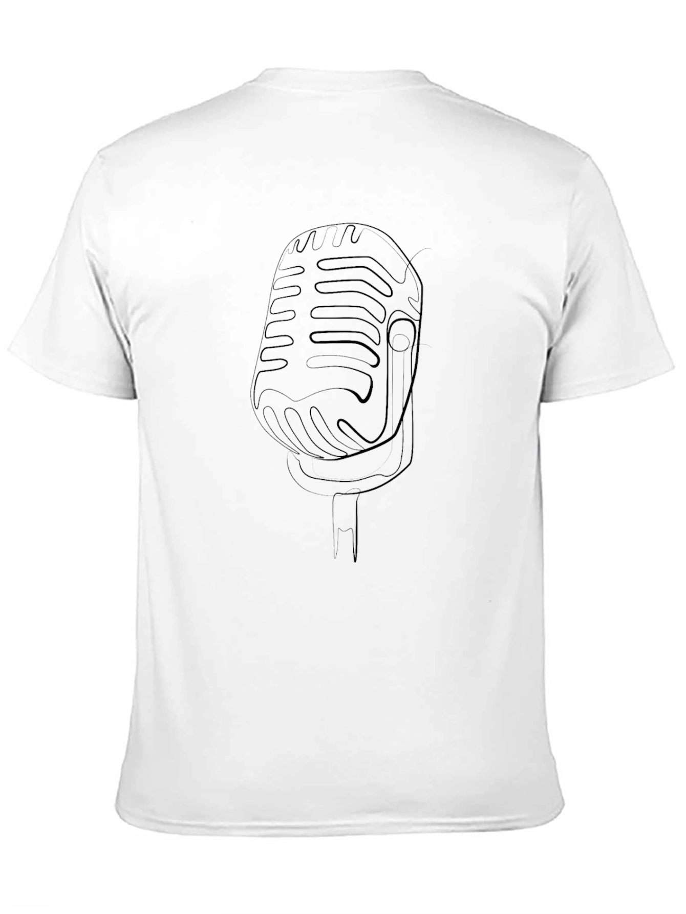 Retro Microphone Line Art Black T-Shirt
