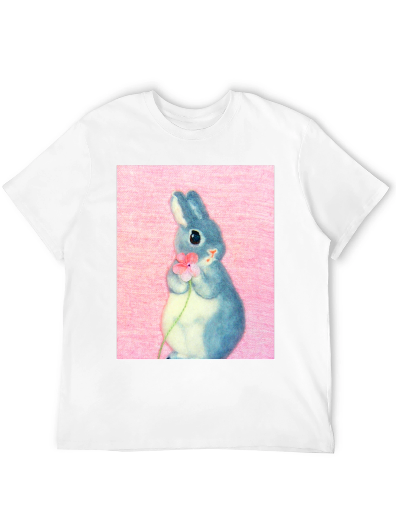 Cute Bunny Holding Flower Graphic Tee
