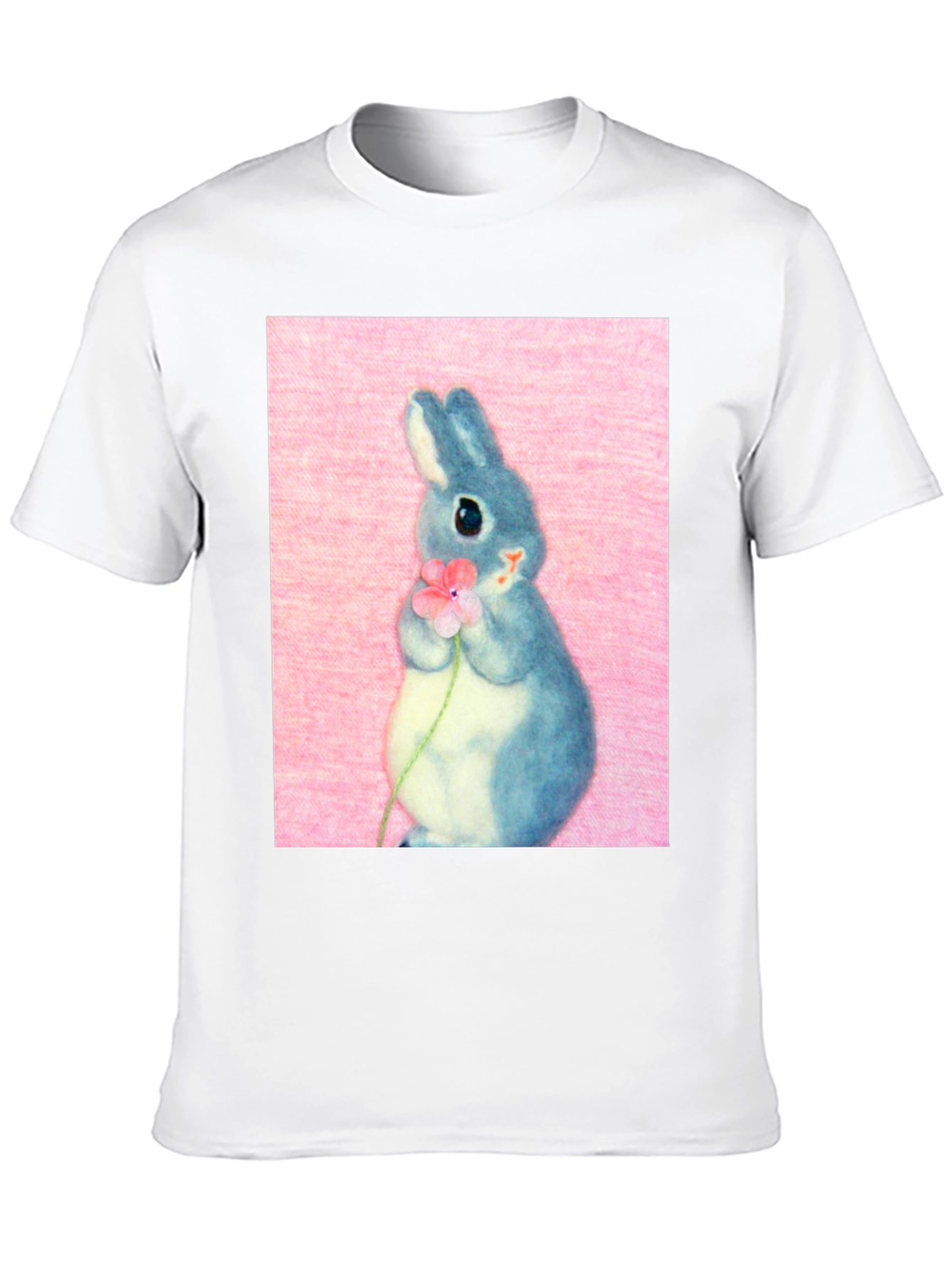 Cute Bunny Holding Flower Graphic Tee
