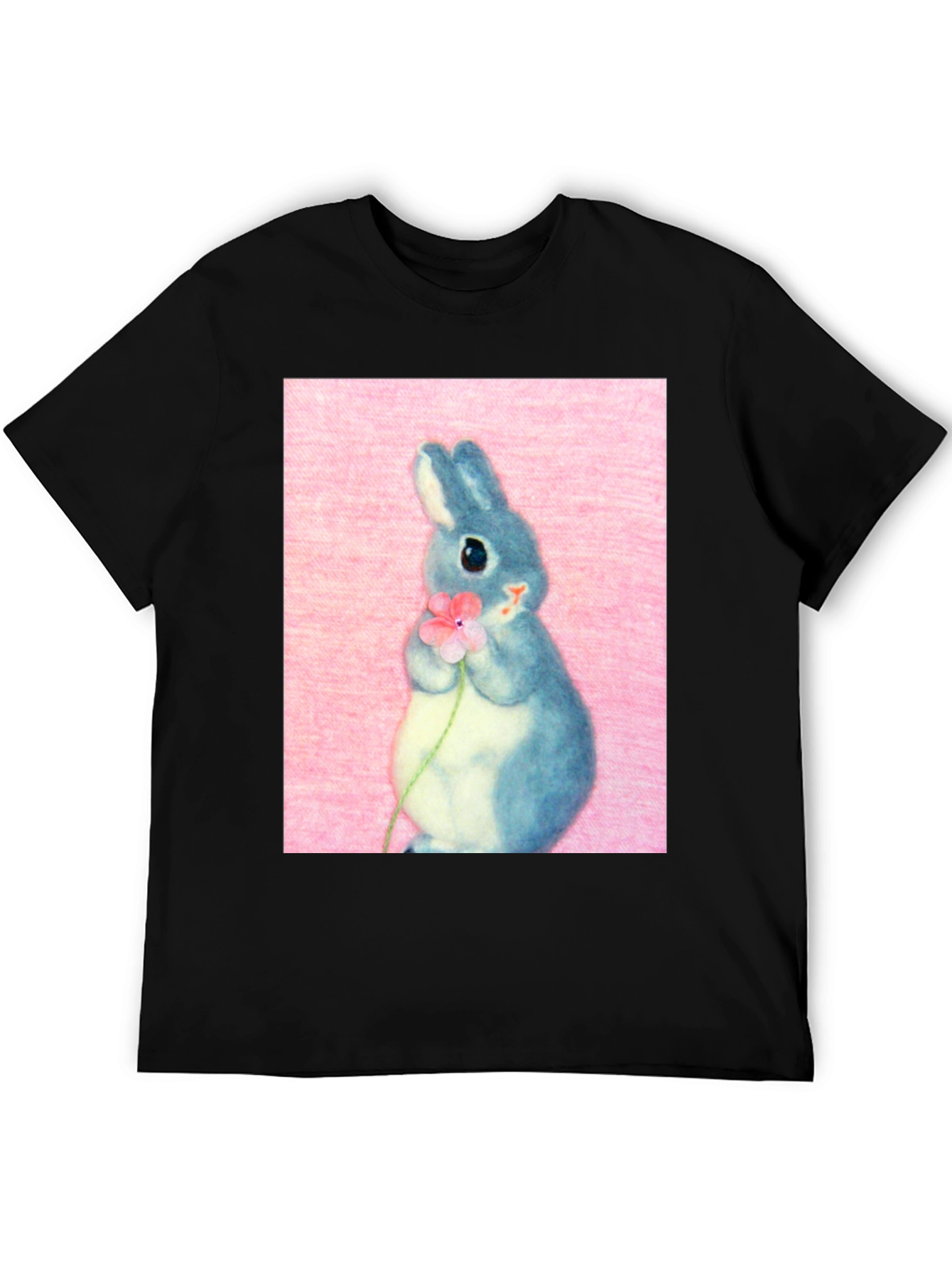 Cute Bunny Holding Flower Graphic Tee