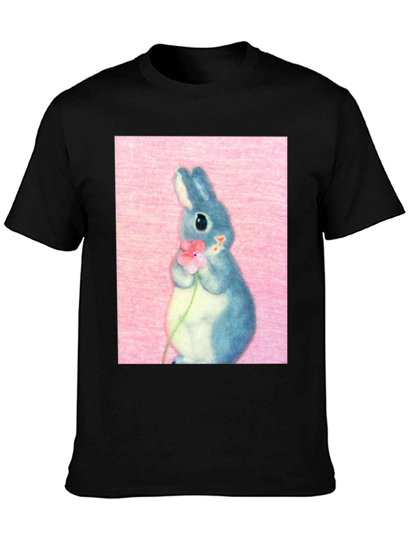 Cute Bunny Holding Flower Graphic Tee