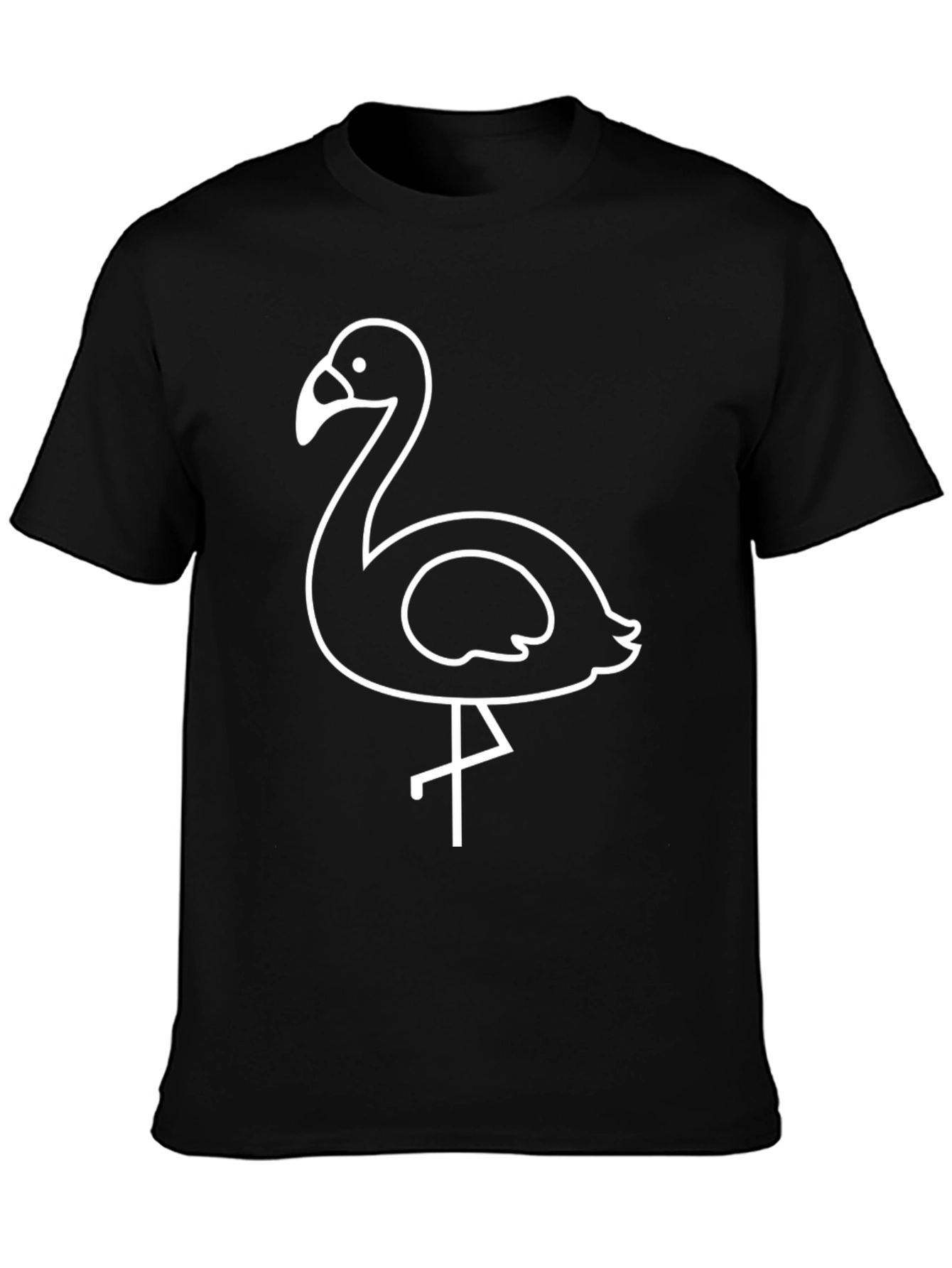 Flamingo Graphic Tee - Black Cotton T-Shirt