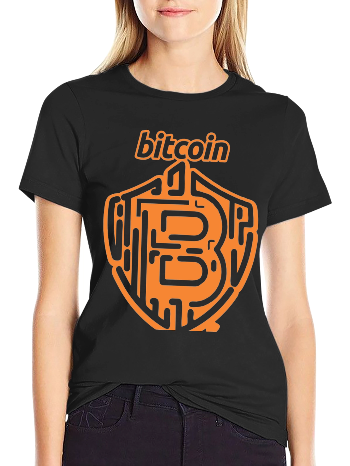 Bitcoin Crypto T-Shirt - Black Orange Design