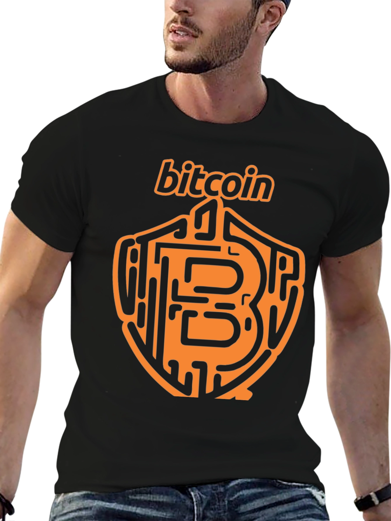 Bitcoin Crypto T-Shirt - Black Orange Design