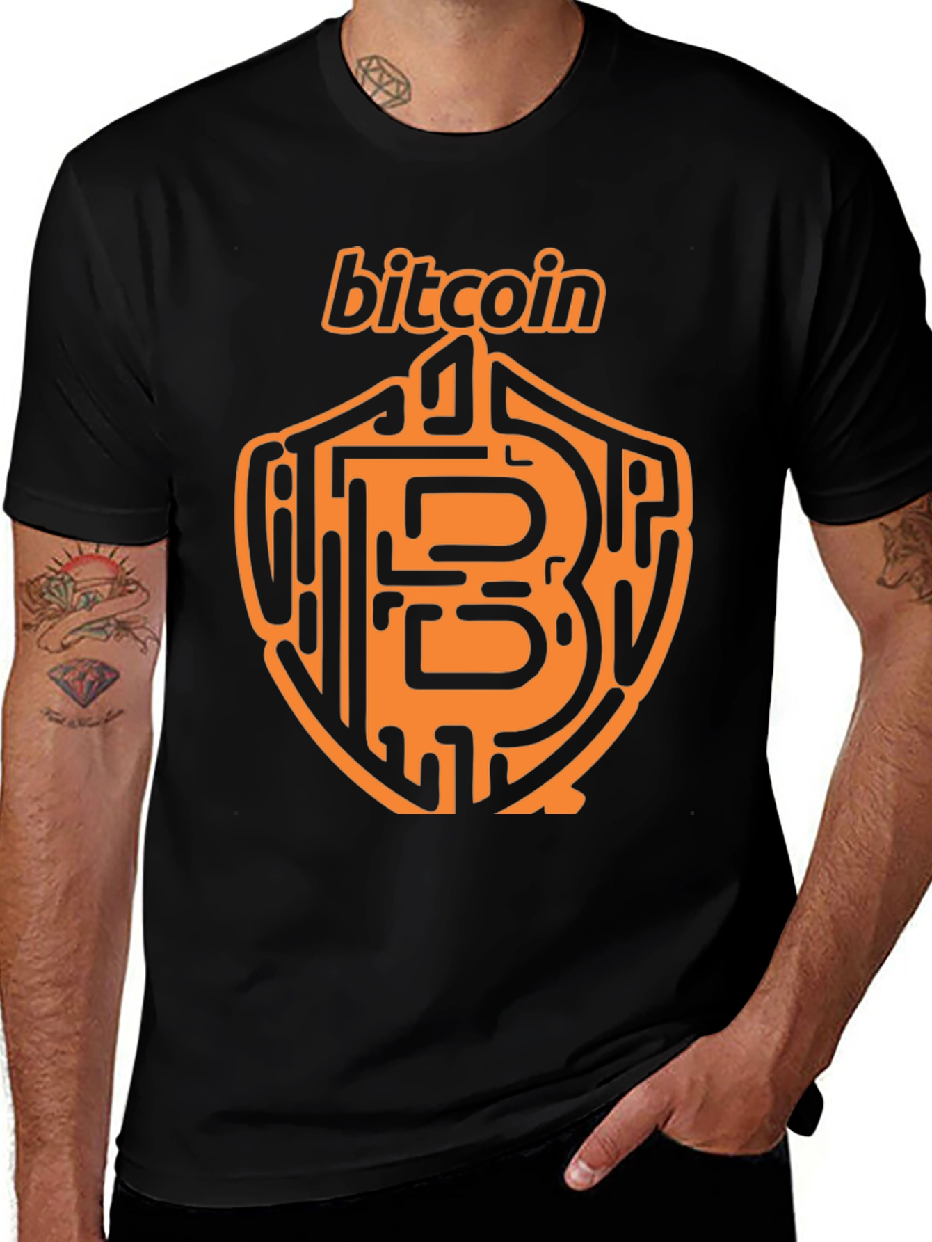 Bitcoin Crypto T-Shirt - Black Orange Design