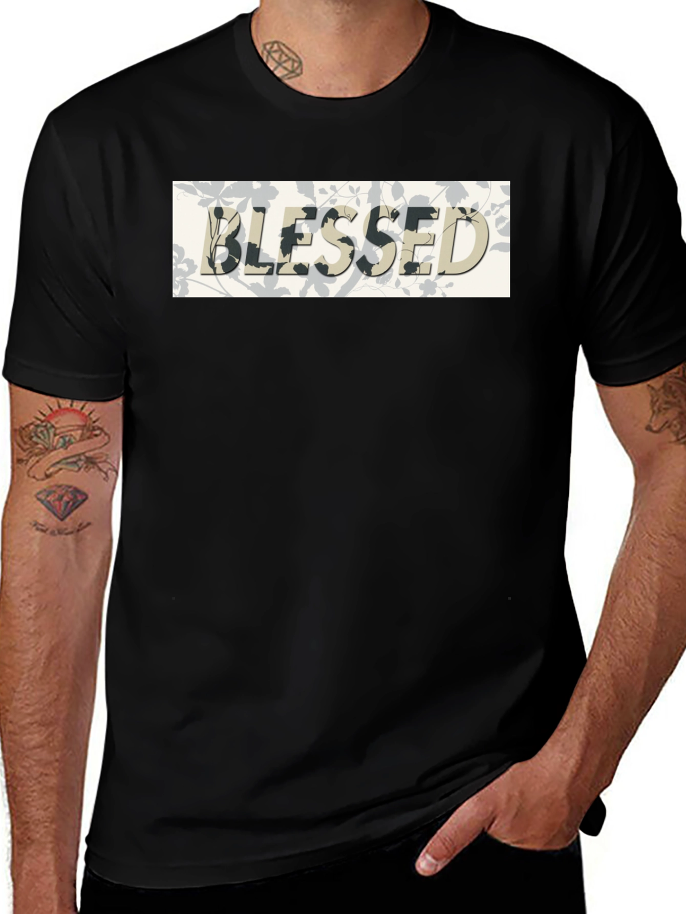 Blessed Graphic Print Black T-Shirt
