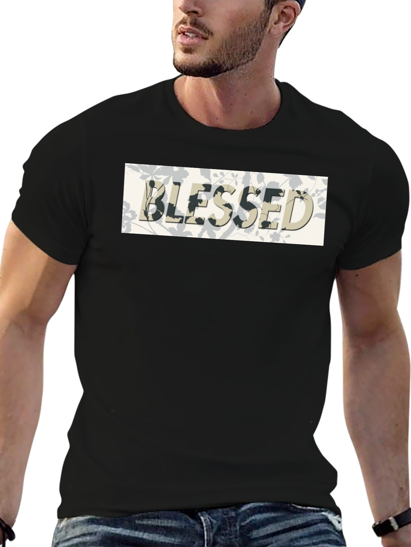 Blessed Graphic Print Black T-Shirt