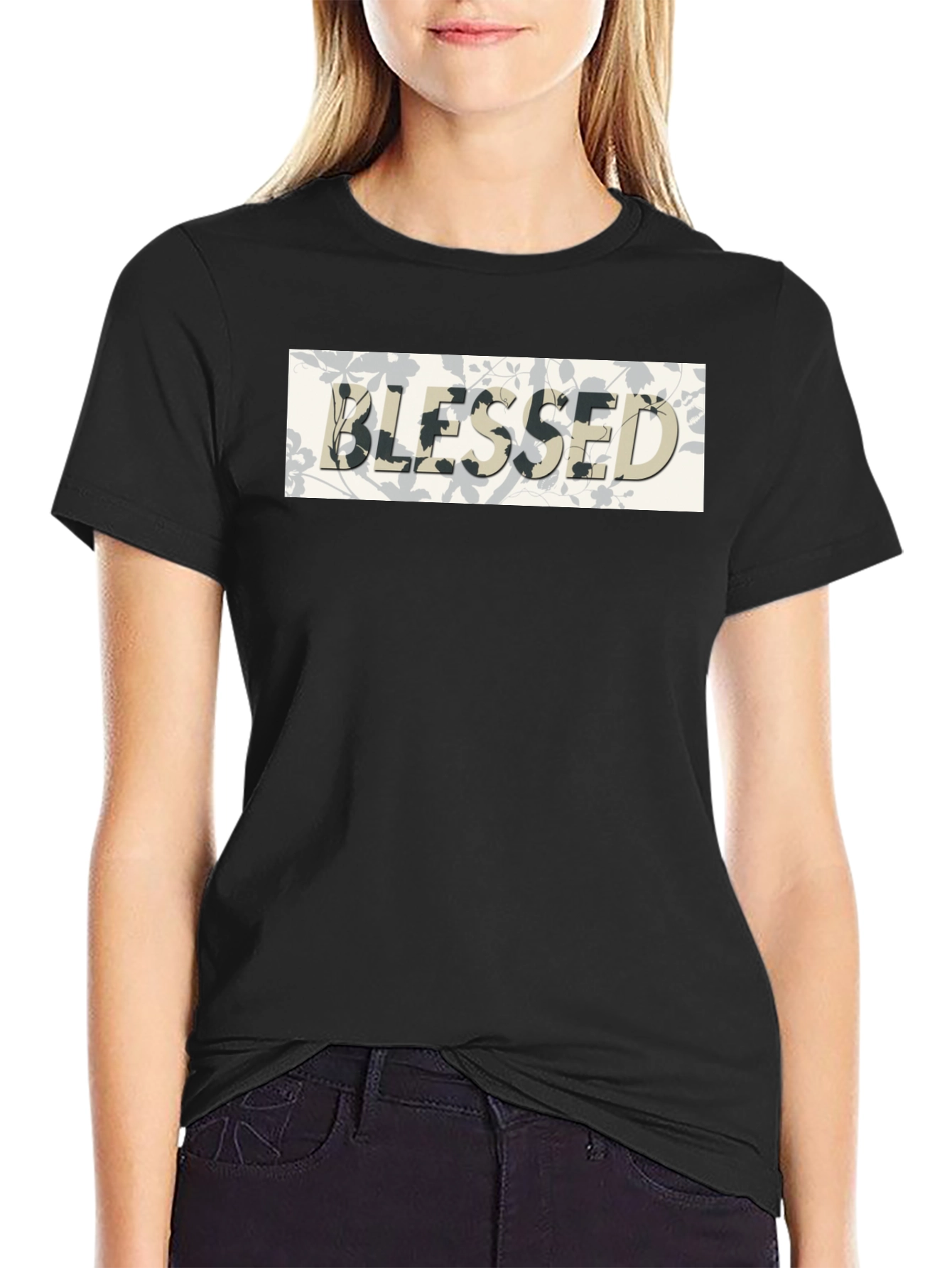 Blessed Graphic Print Black T-Shirt