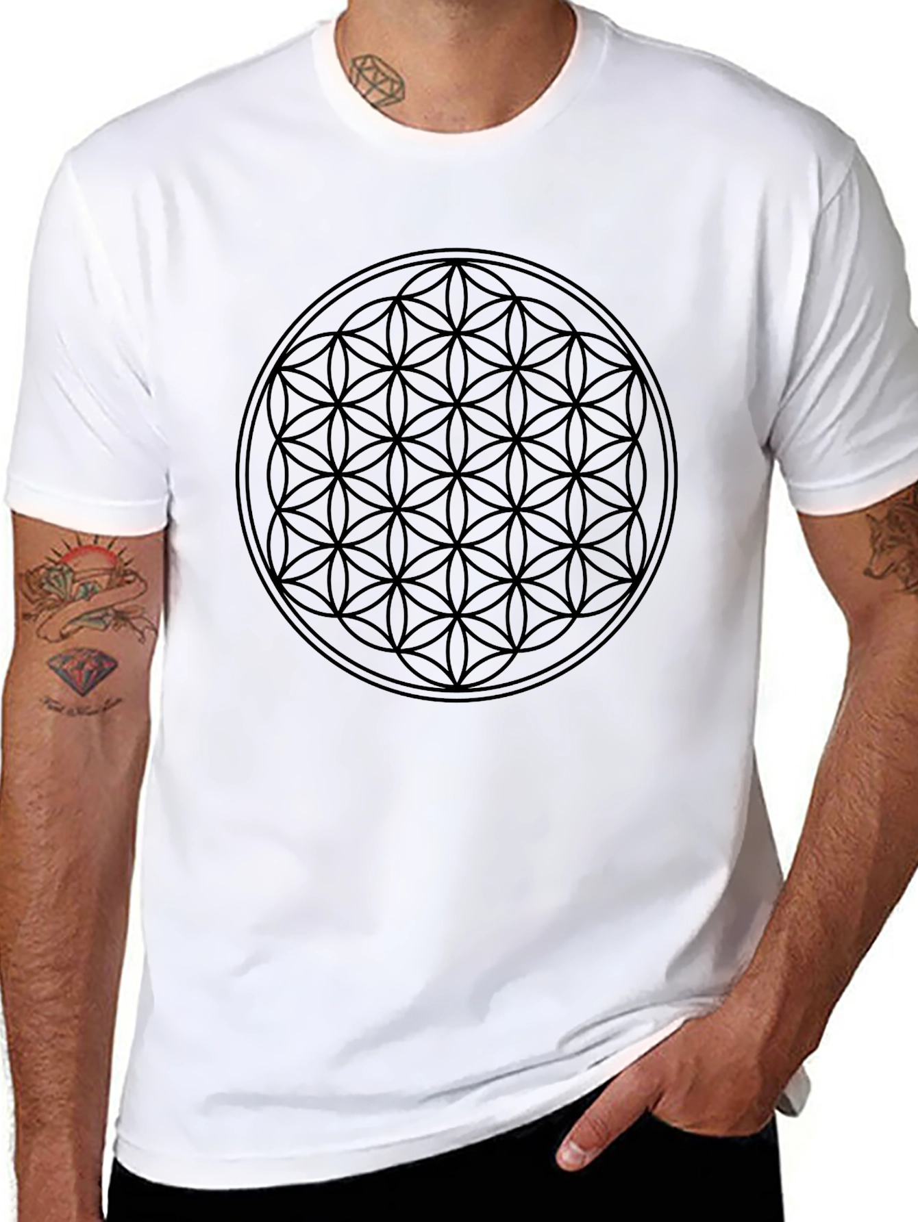 Black Flower of Life Graphic Tee