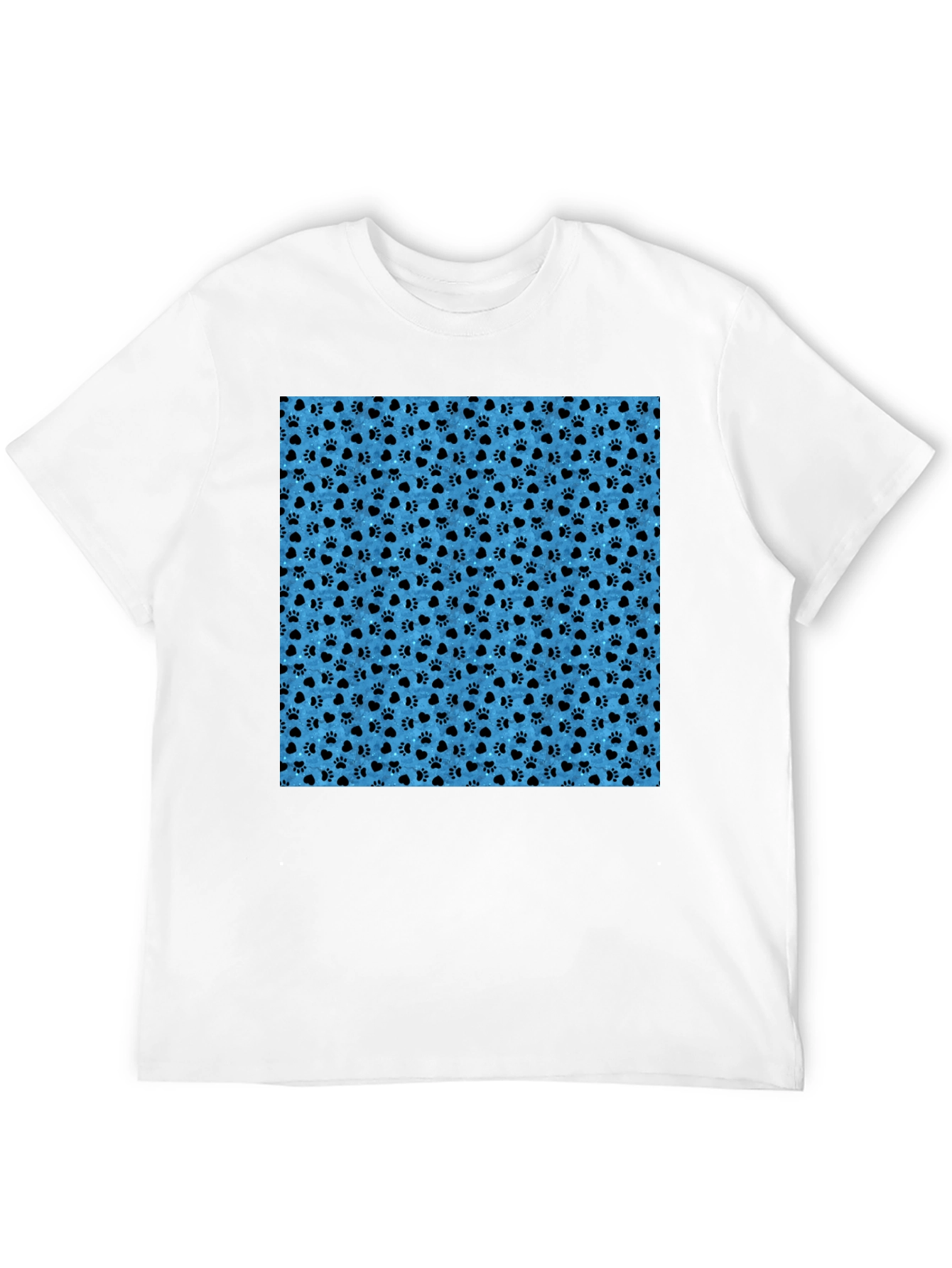 Paw Print Pattern Mens Black T-Shirt