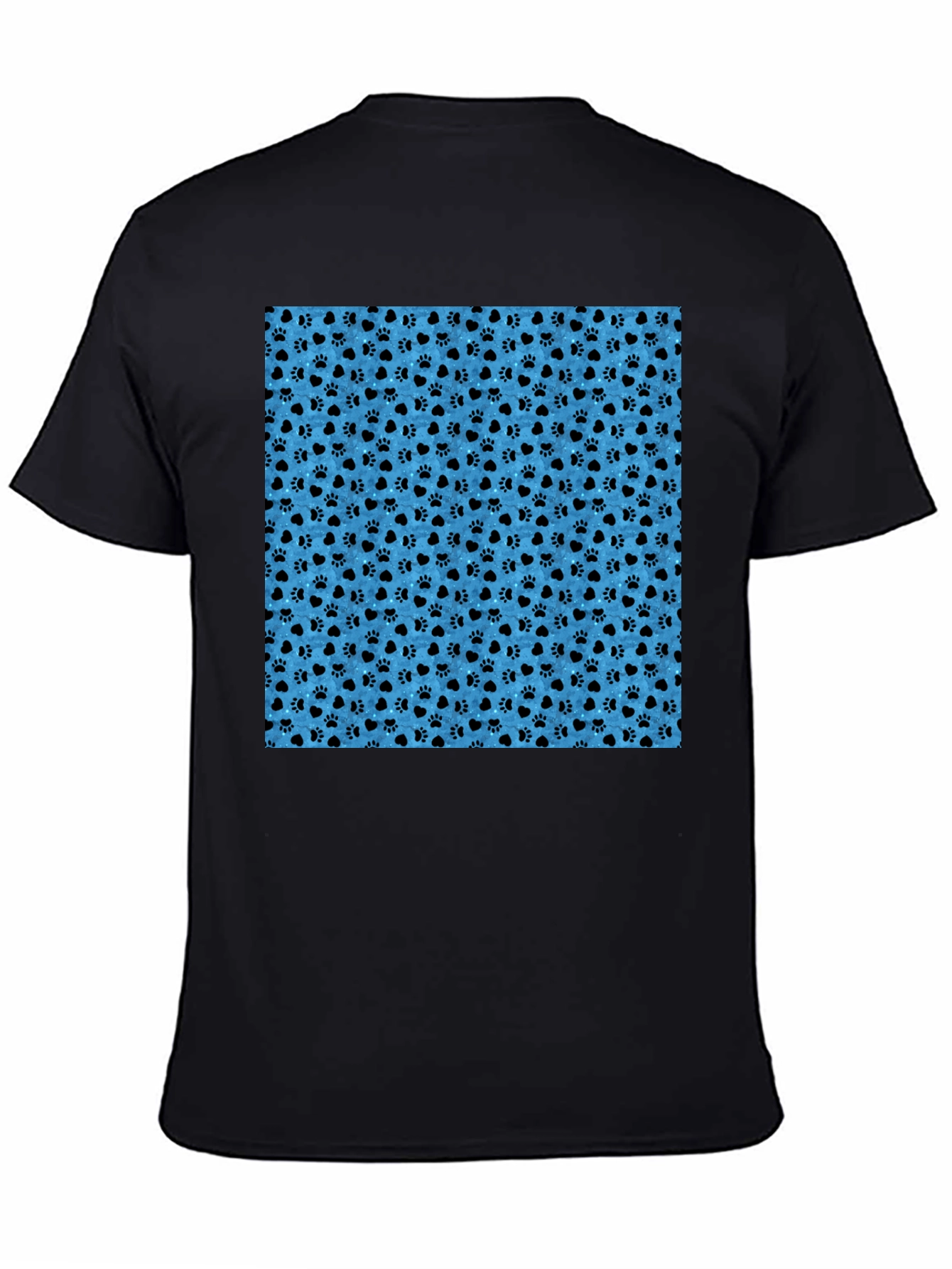 Paw Print Pattern Mens Black T-Shirt
