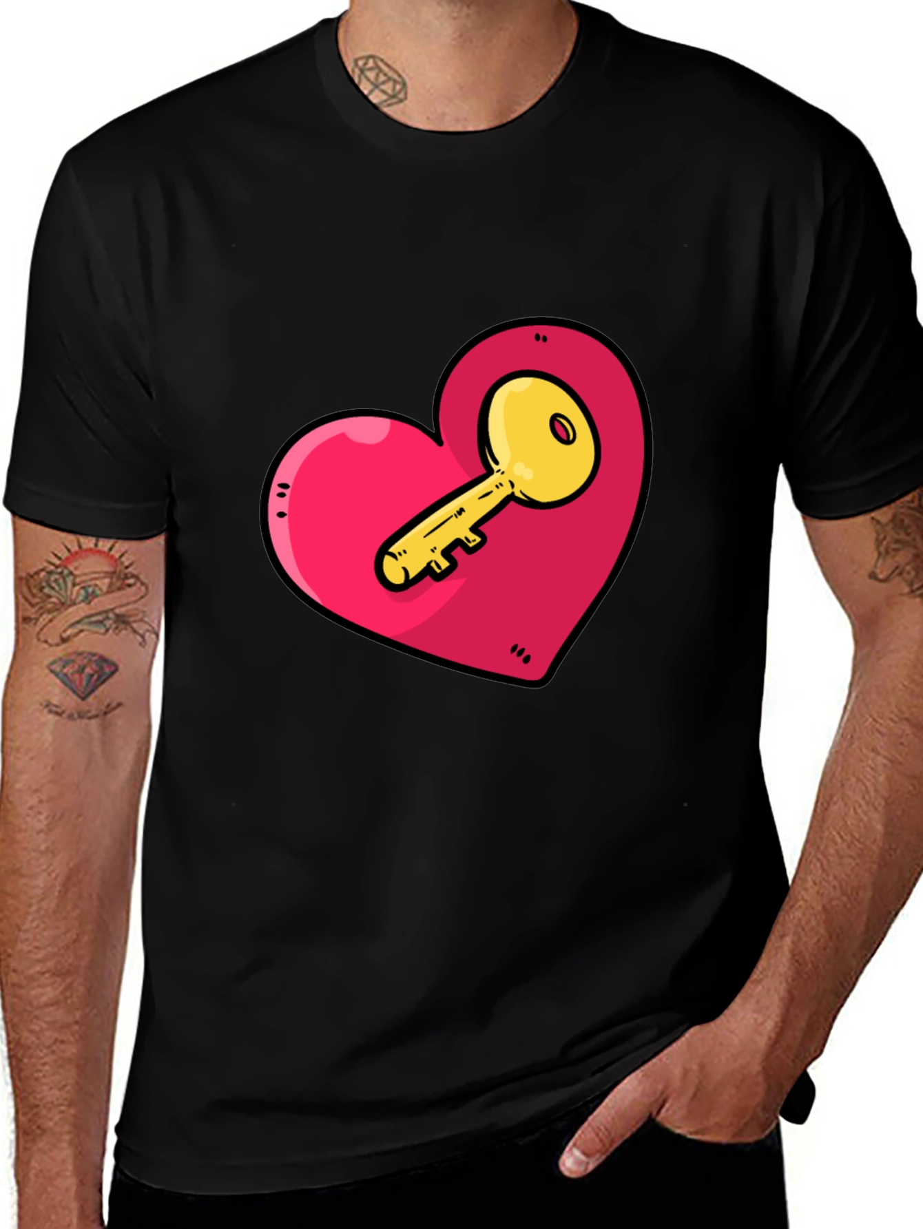 Heart Key Graphic Tee - Unlock Your Style!