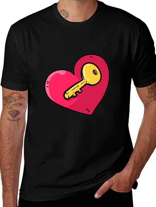 Heart Key Graphic Tee - Unlock Your Style!