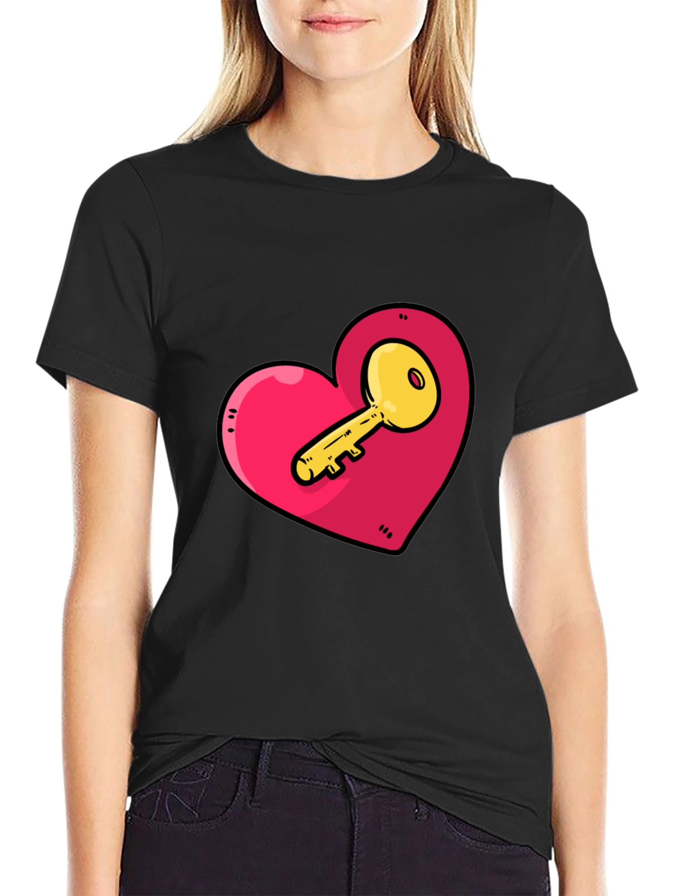 Heart Key Graphic Tee - Unlock Your Style!