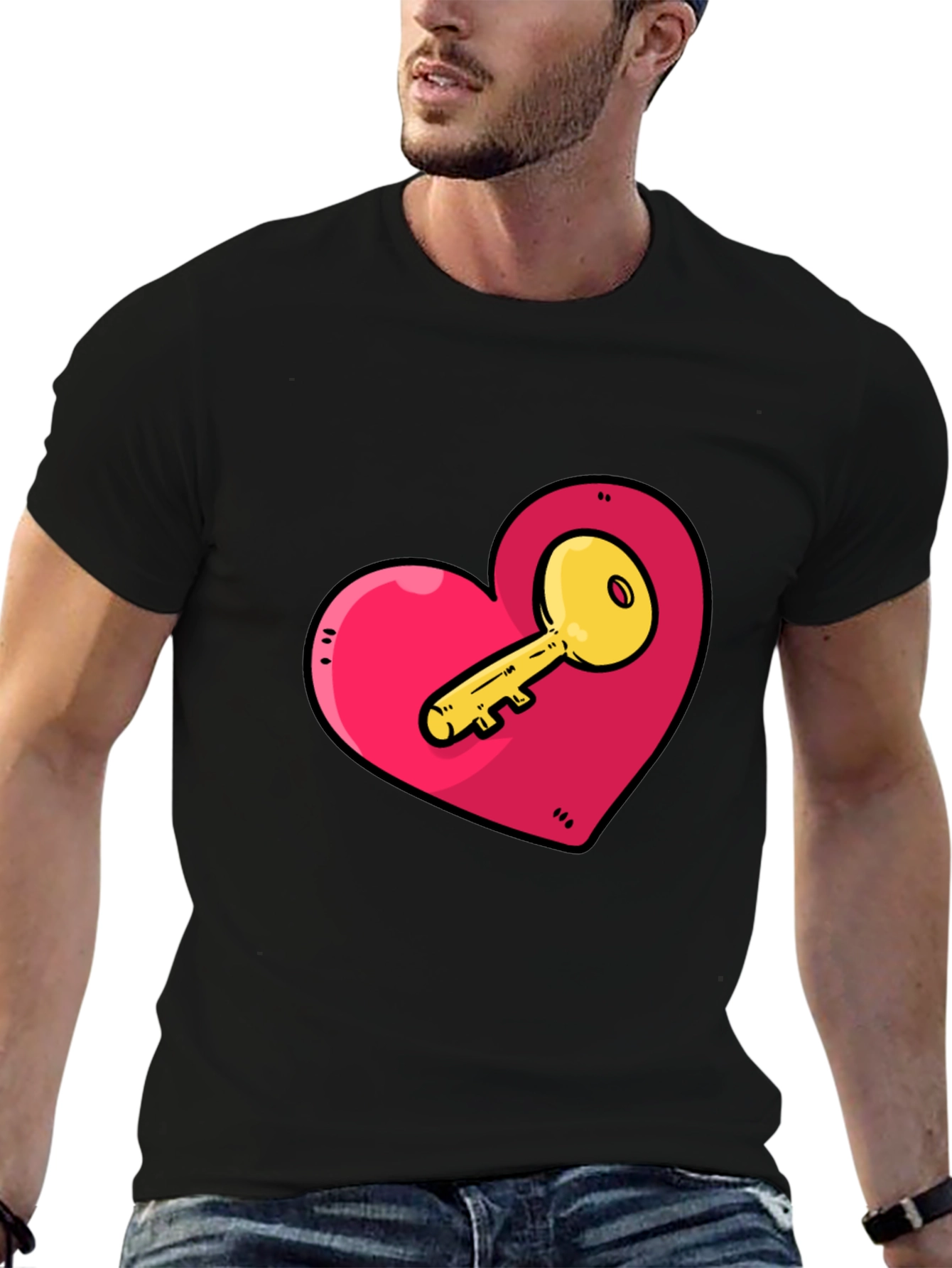 Heart Key Graphic Tee - Unlock Your Style!