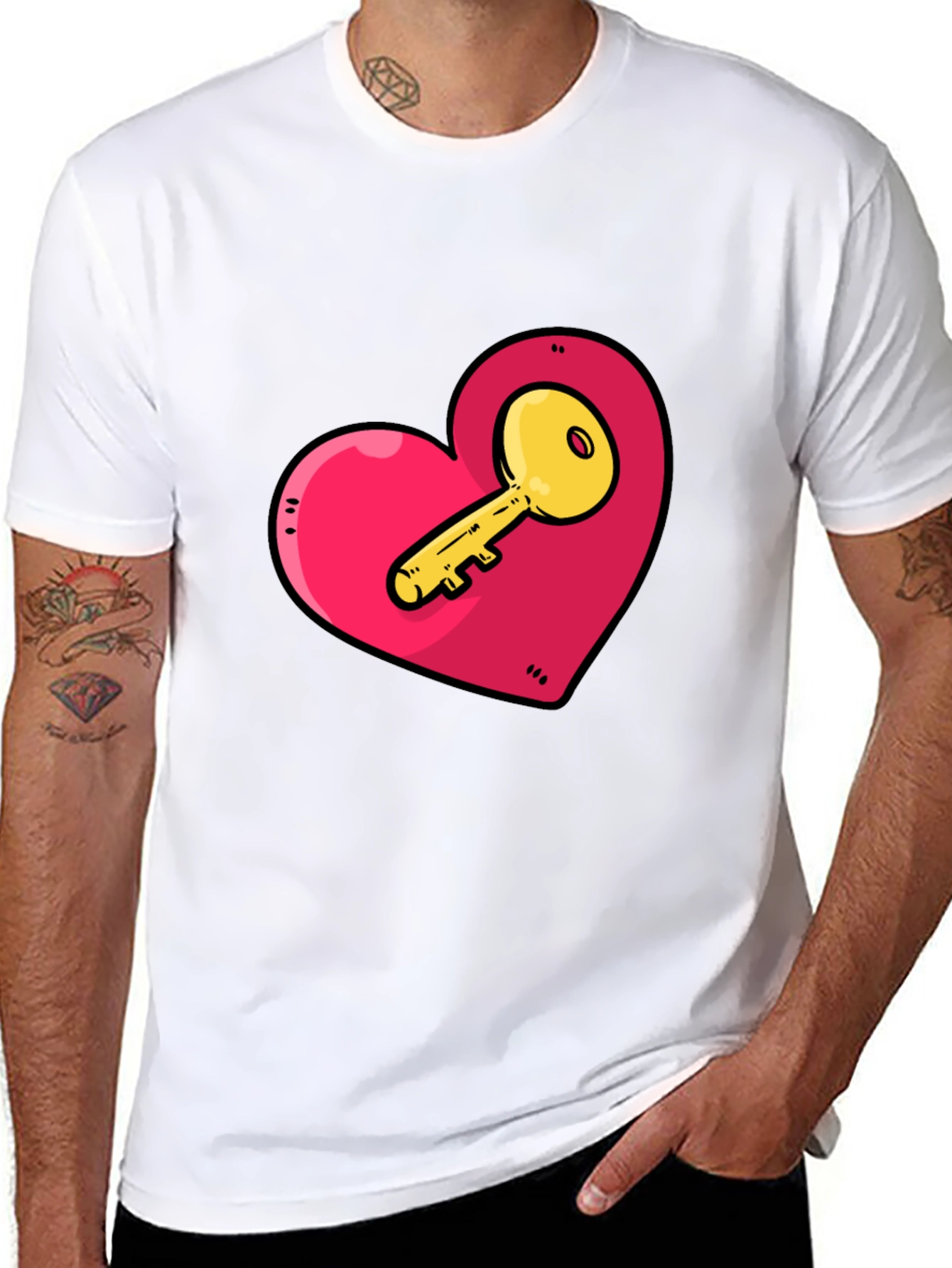 Heart Key Graphic Tee - Unlock Your Style!