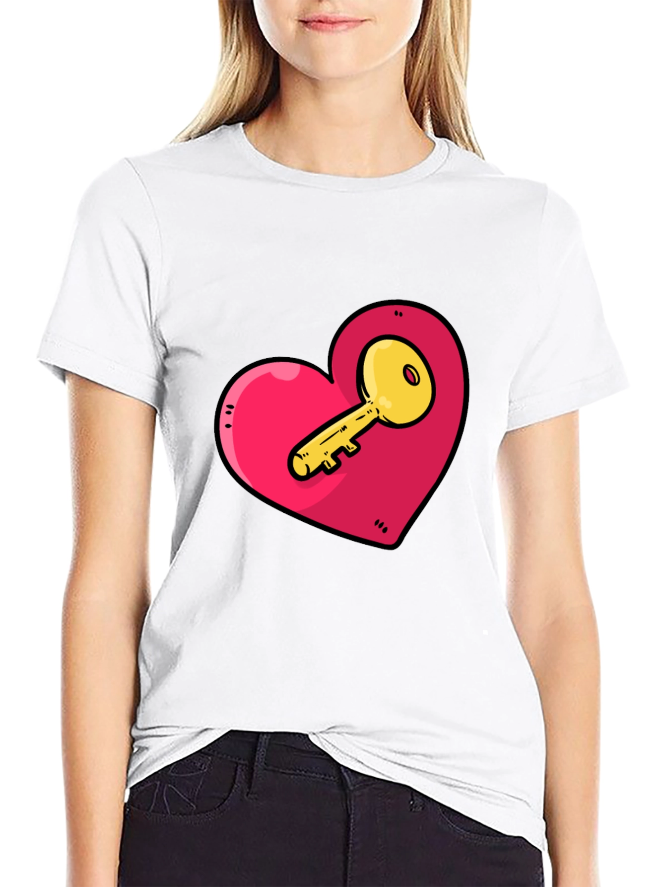 Heart Key Graphic Tee - Unlock Your Style!