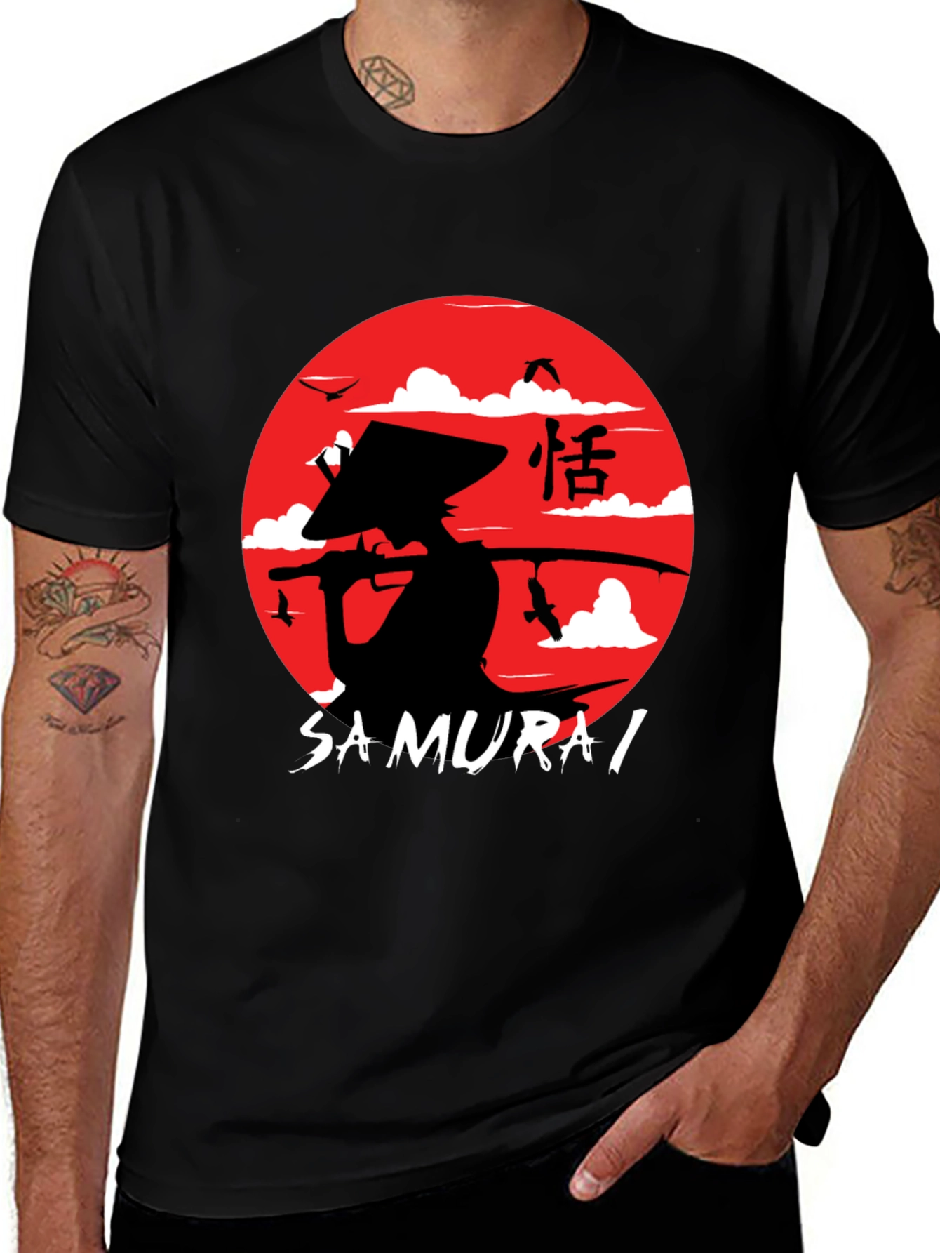 Samurai Graphic T-Shirt - Mens Black Tee