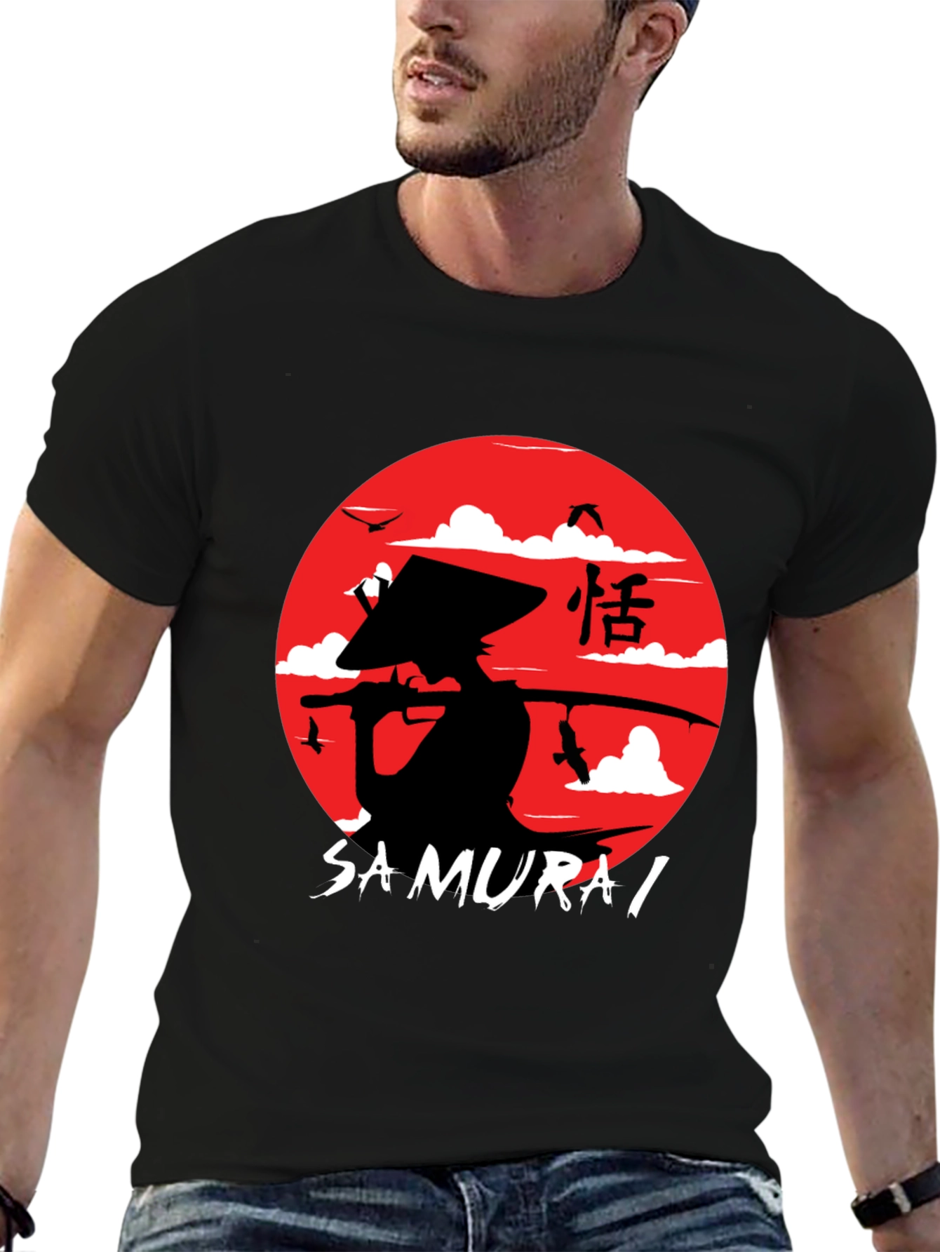Samurai Graphic T-Shirt - Mens Black Tee