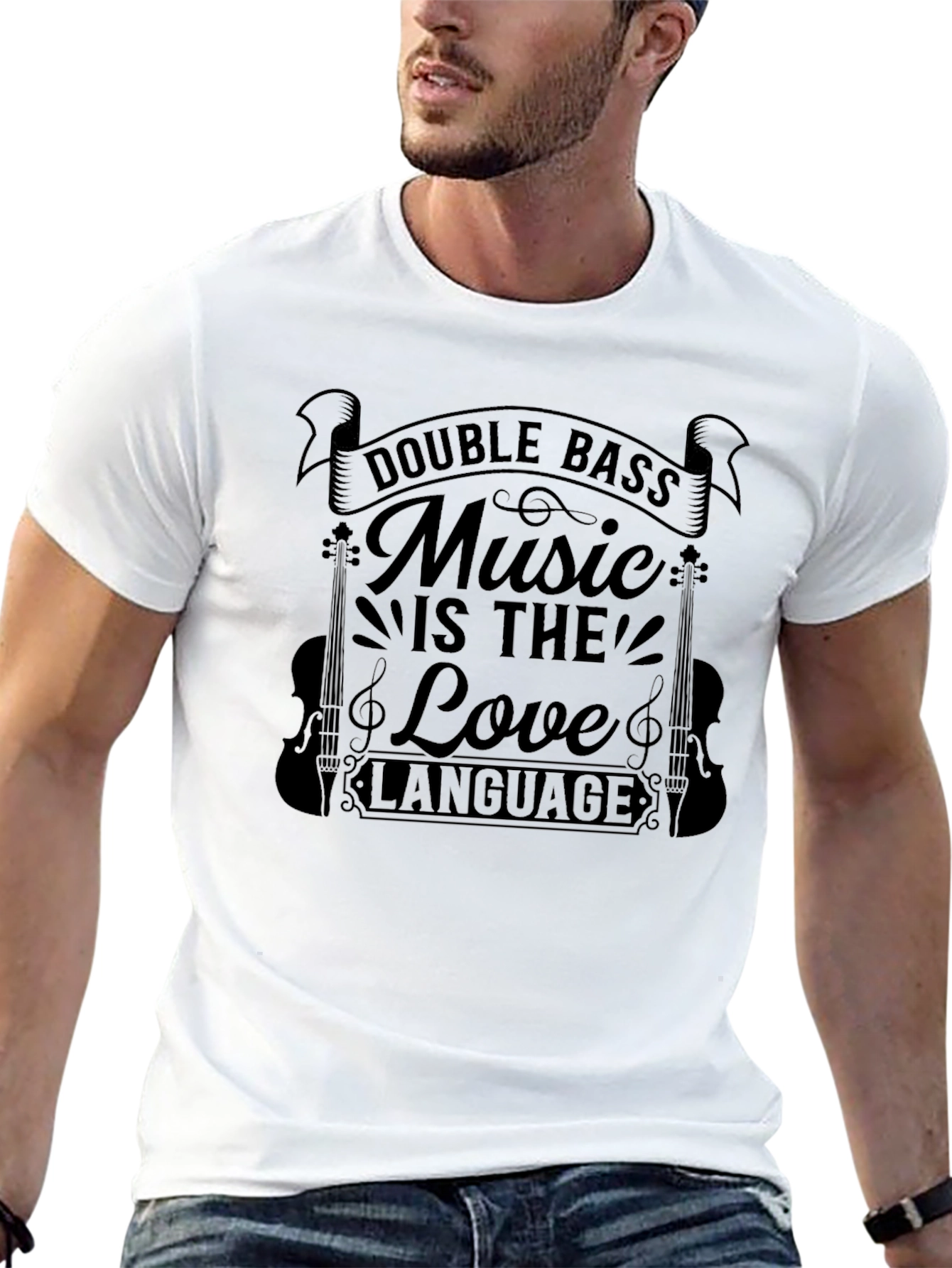 Double Bass Music is the Love Language Black T-Shirt