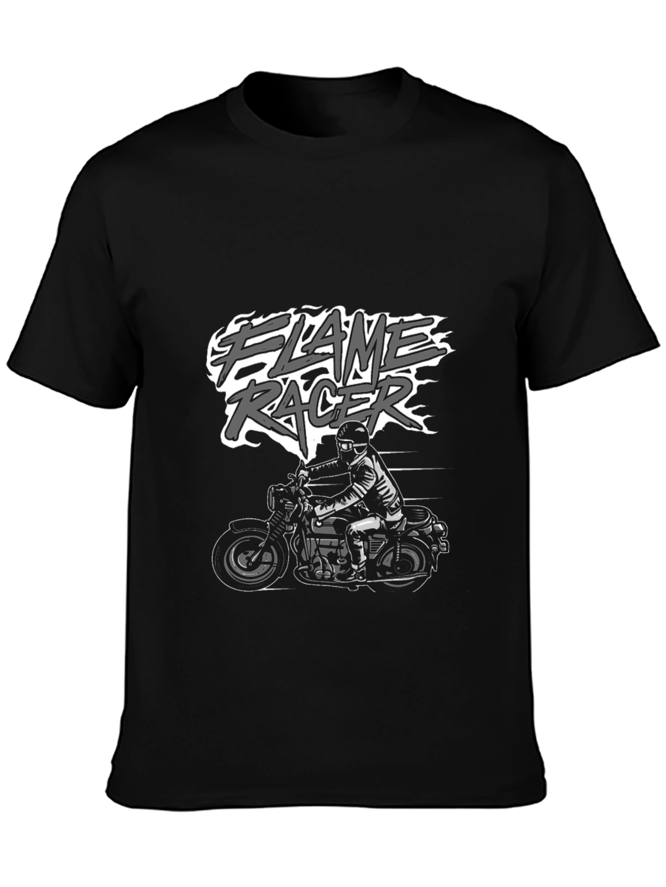 Flame Racer Graphic Tee - Black Motorcycle Shirt