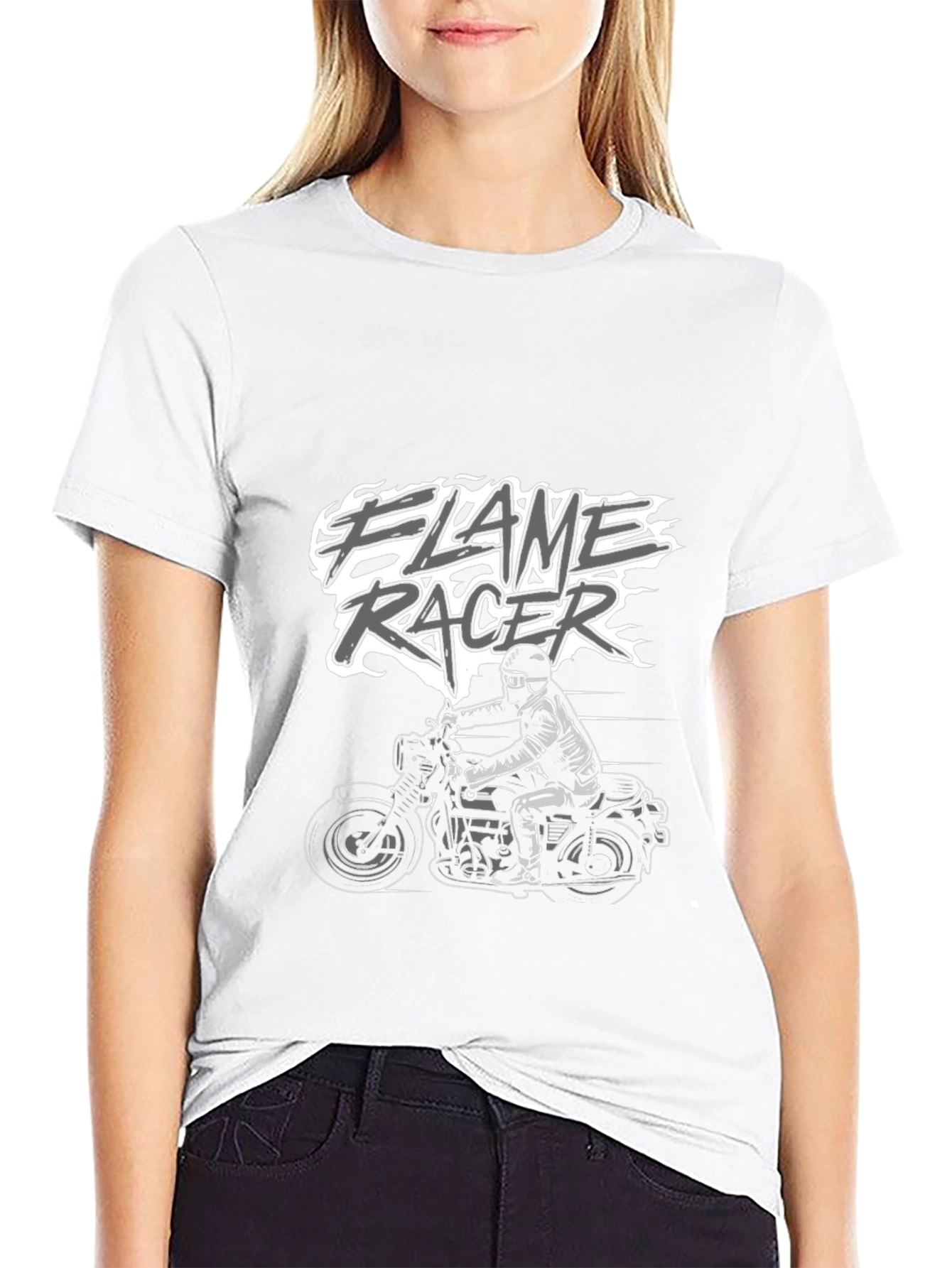 Flame Racer Graphic Tee - Black Motorcycle Shirt