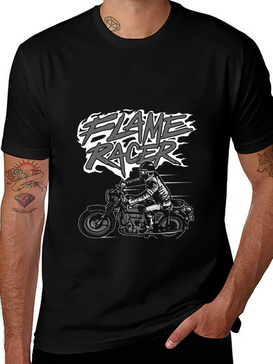 Flame Racer Graphic Tee - Black Motorcycle Shirt
