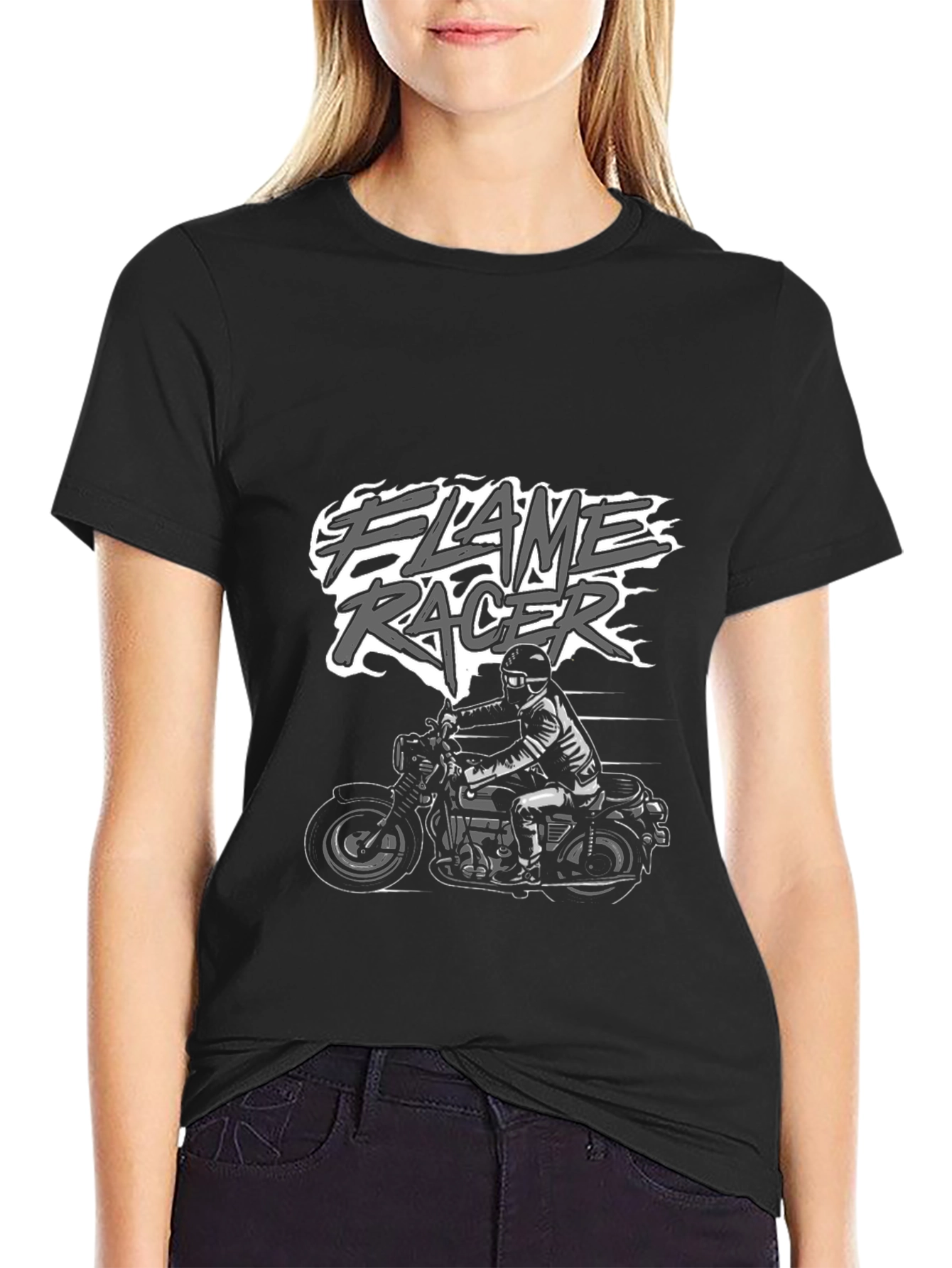 Flame Racer Graphic Tee - Black Motorcycle Shirt