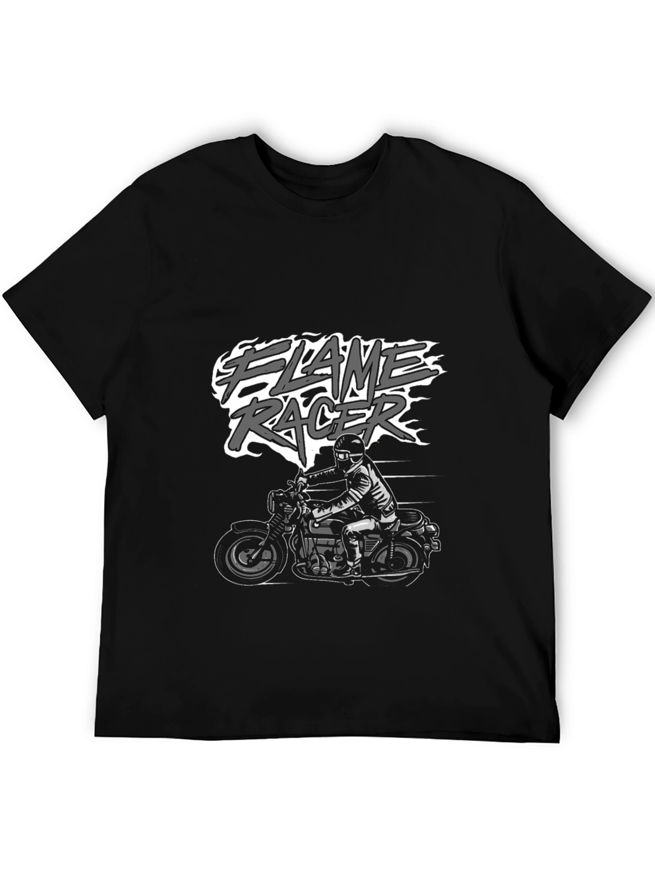 Flame Racer Graphic Tee - Black Motorcycle Shirt