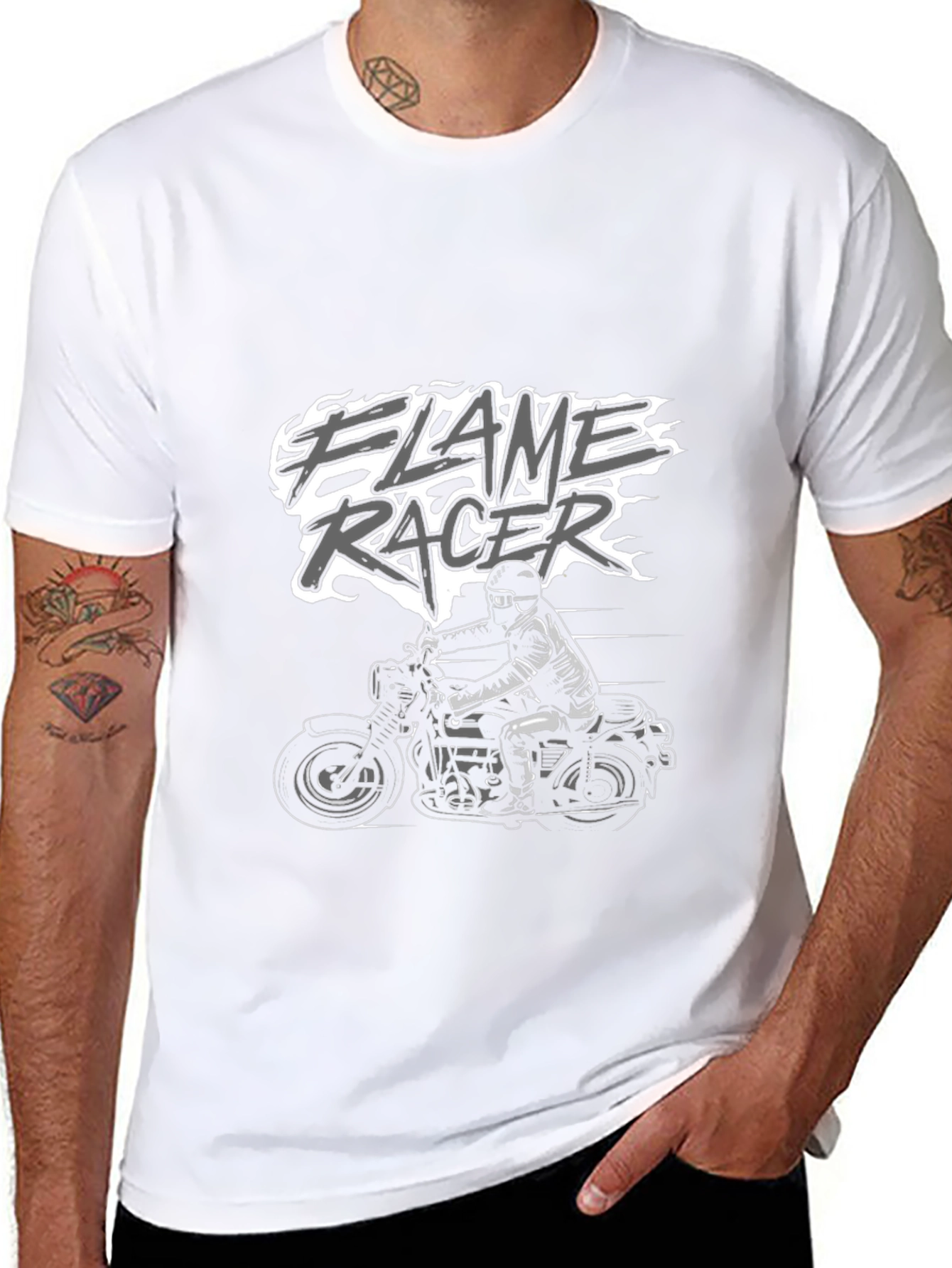 Flame Racer Graphic Tee - Black Motorcycle Shirt