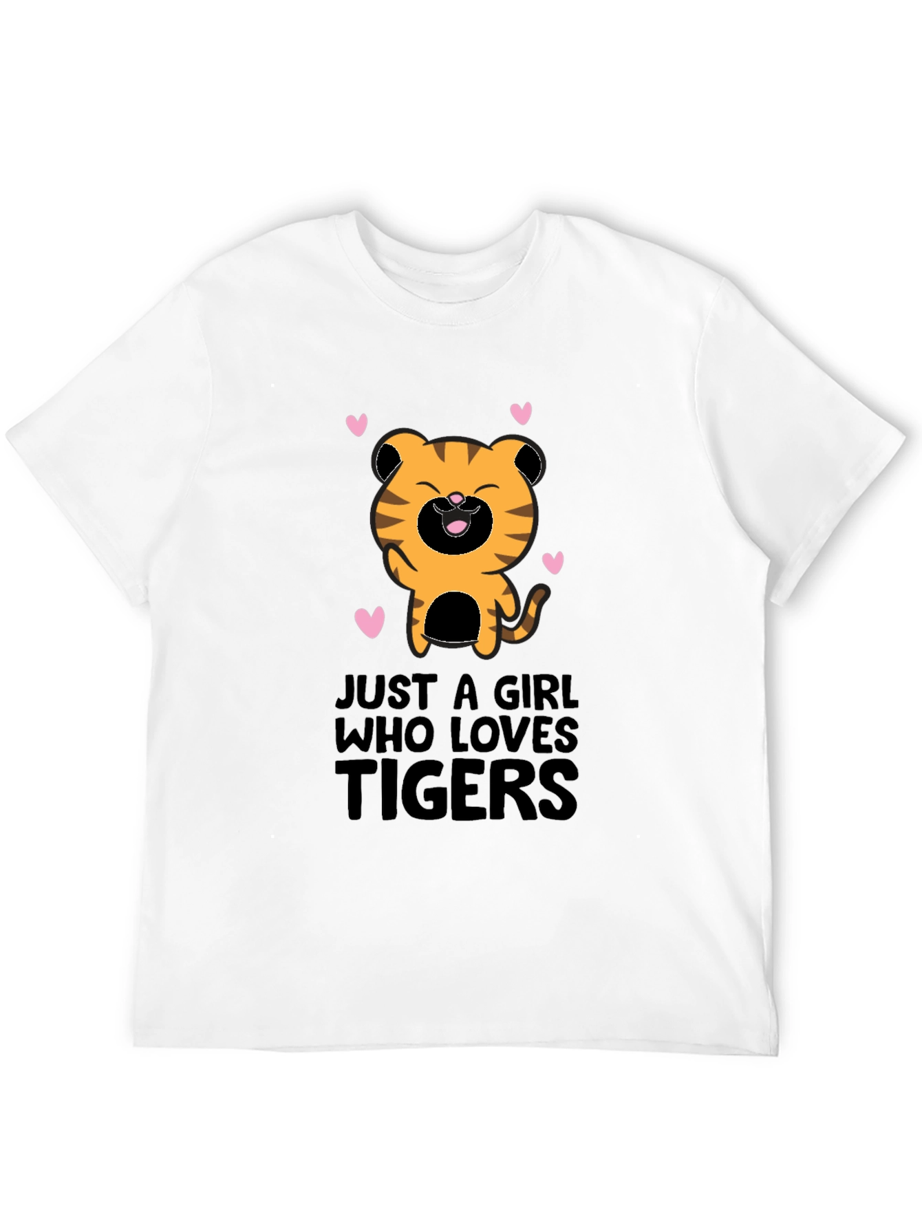 Girl Who Loves Tigers Black Graphic T-Shirt