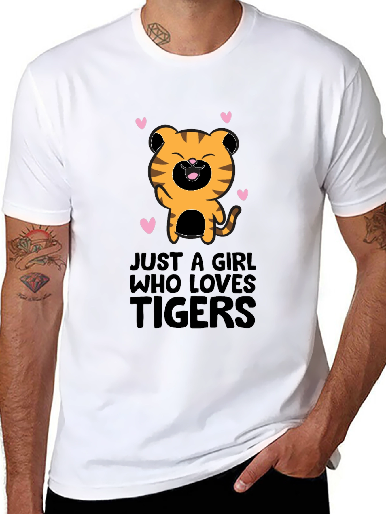 Girl Who Loves Tigers Black Graphic T-Shirt