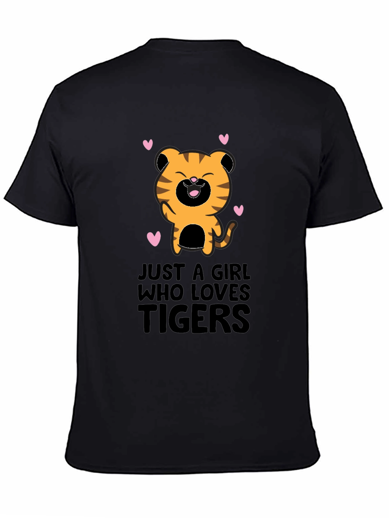 Girl Who Loves Tigers Black Graphic T-Shirt