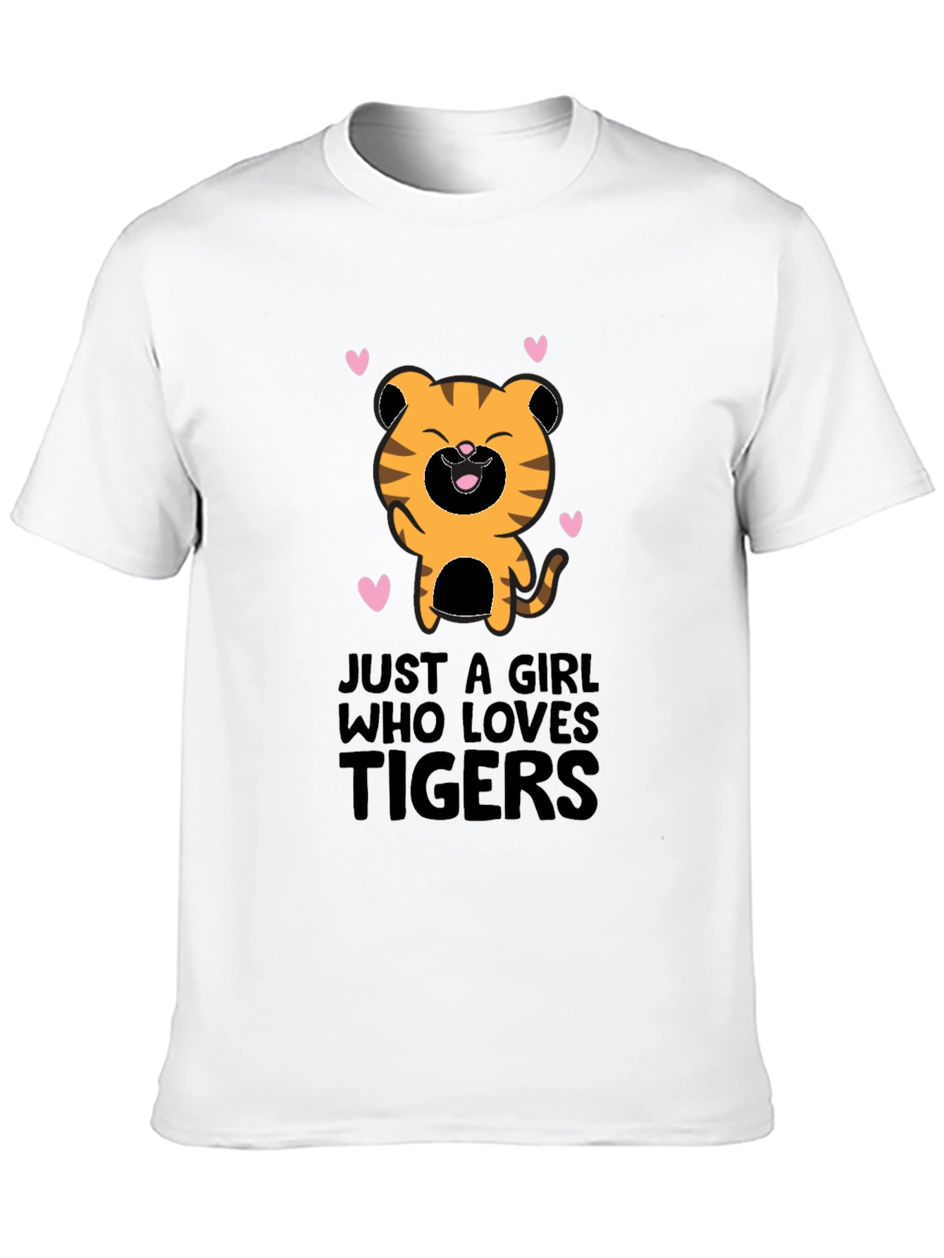 Girl Who Loves Tigers Black Graphic T-Shirt