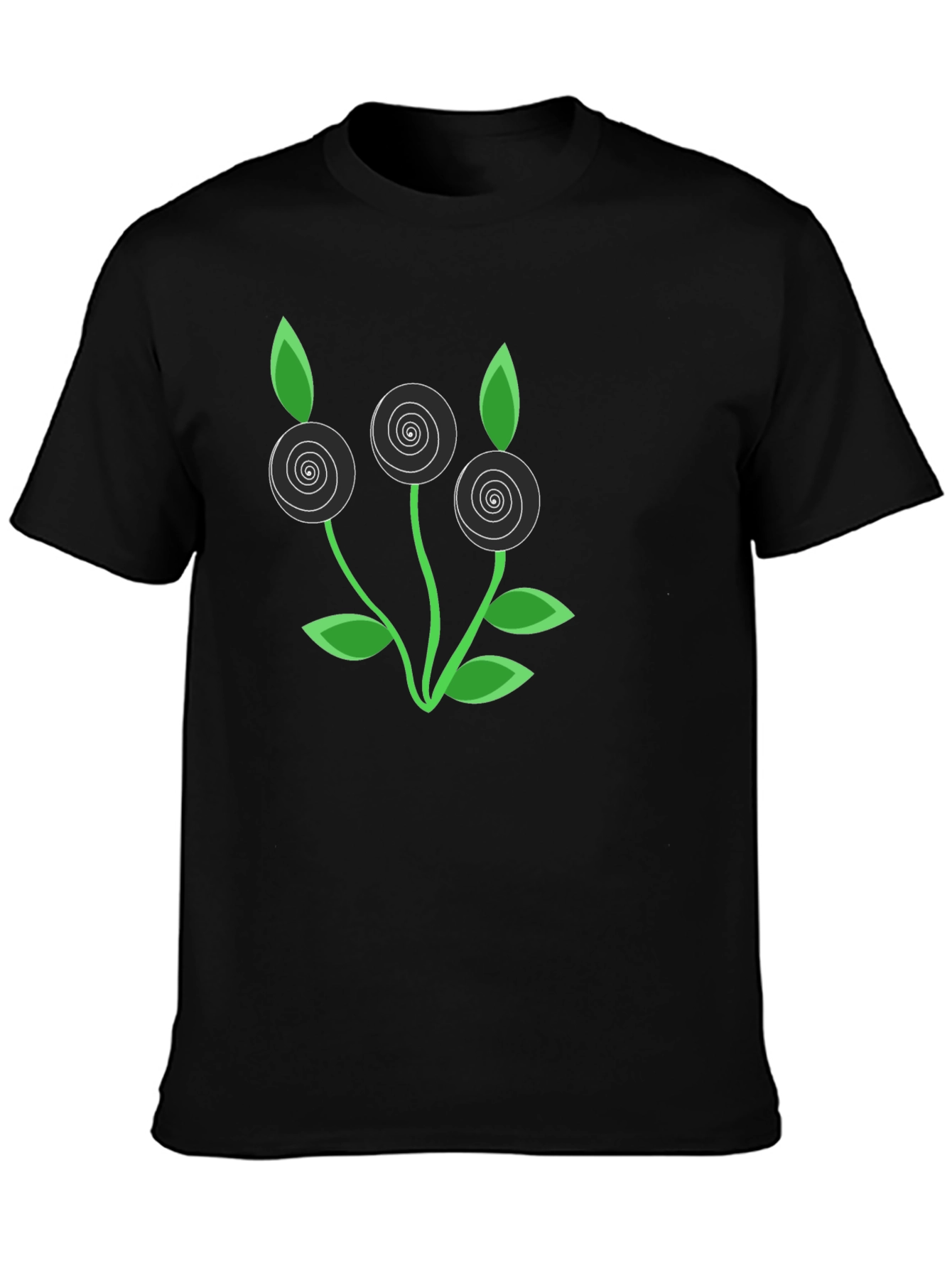 Modern Floral Graphic Tee - Black
