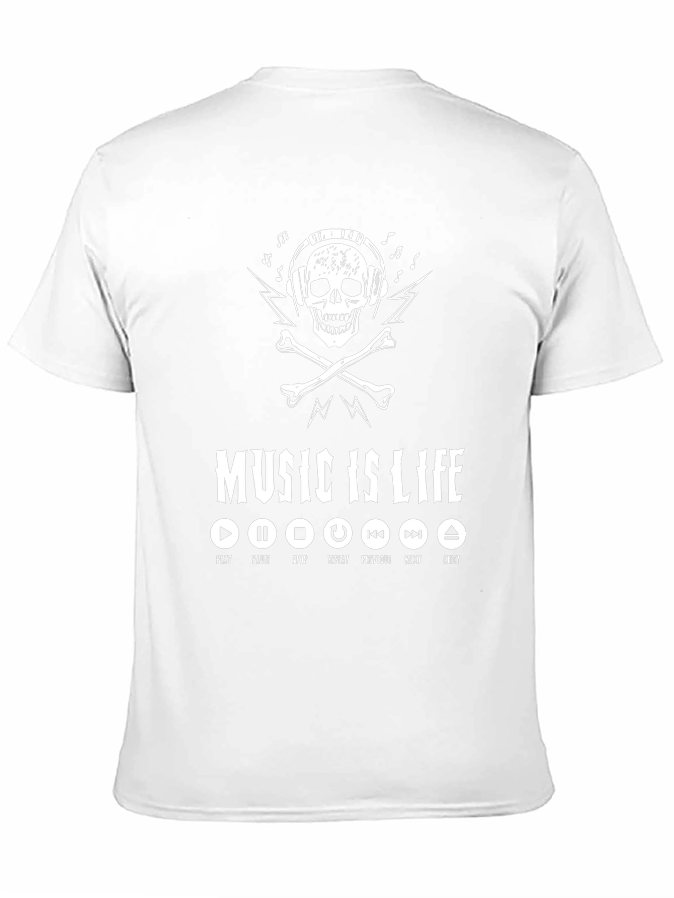 Music is Life Skull Graphic T-Shirt