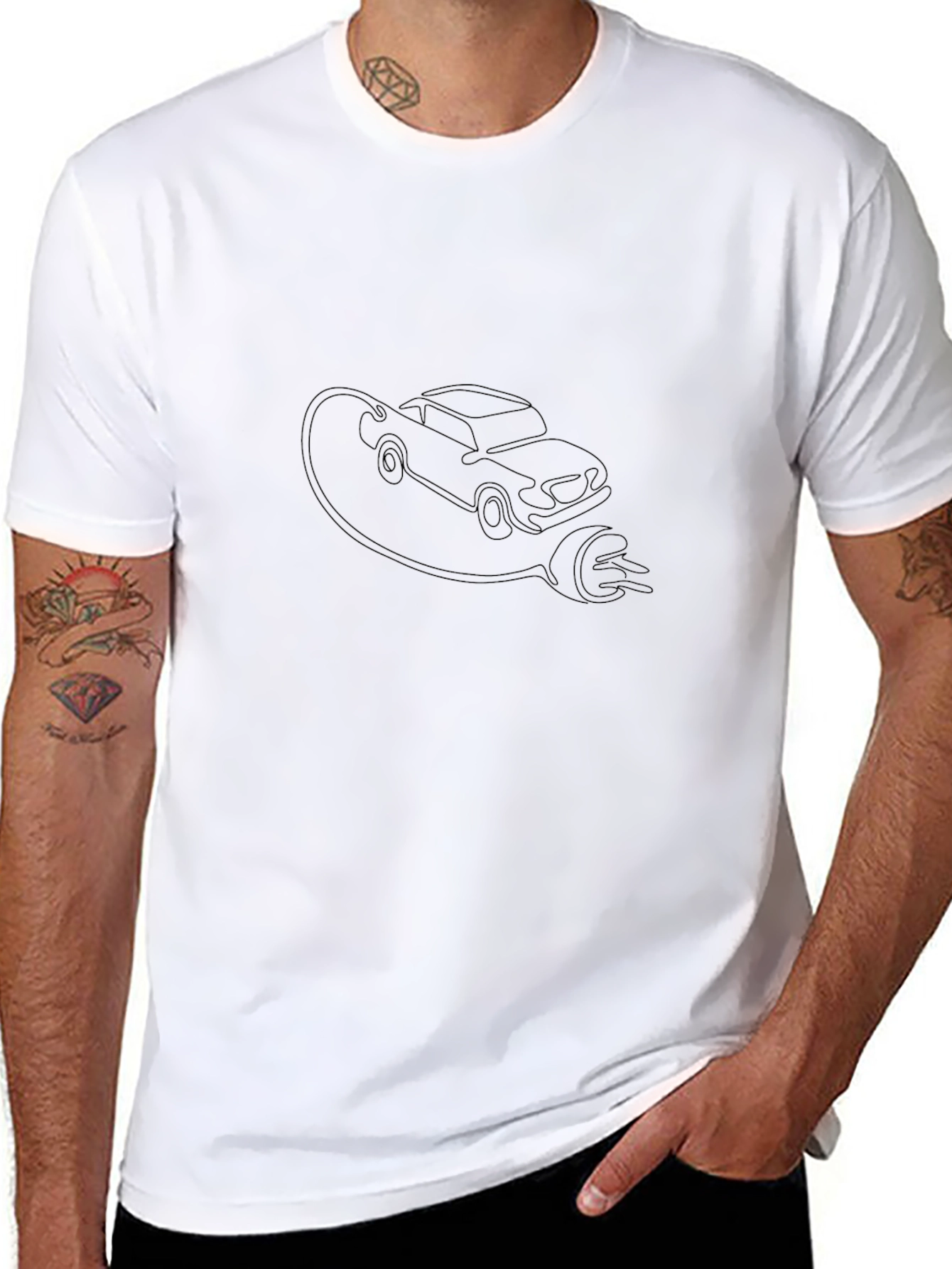 Electric Car T-Shirt - Black - Eco-Friendly