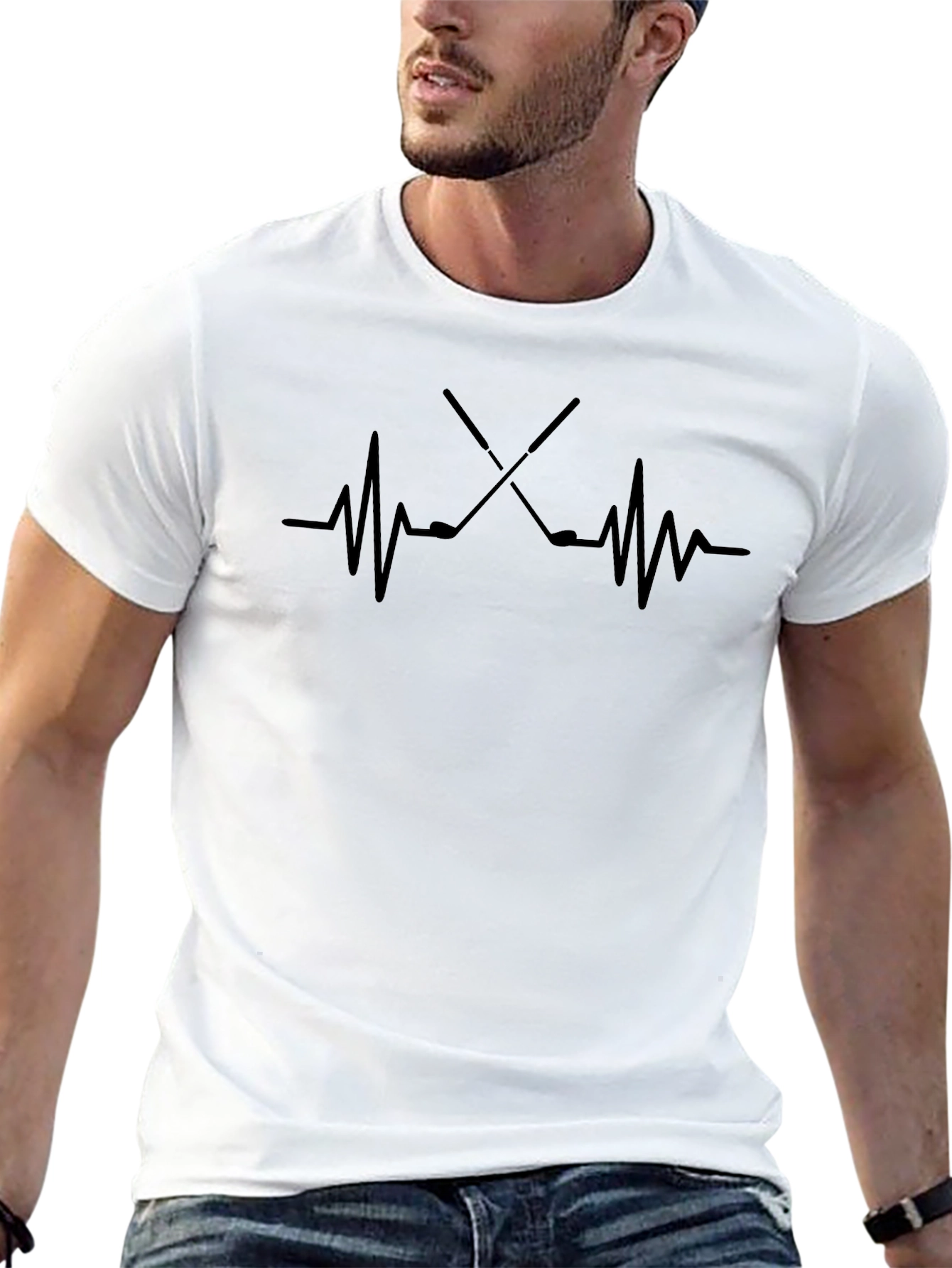 Golf Heartbeat Graphic Tee - Golfer Gift