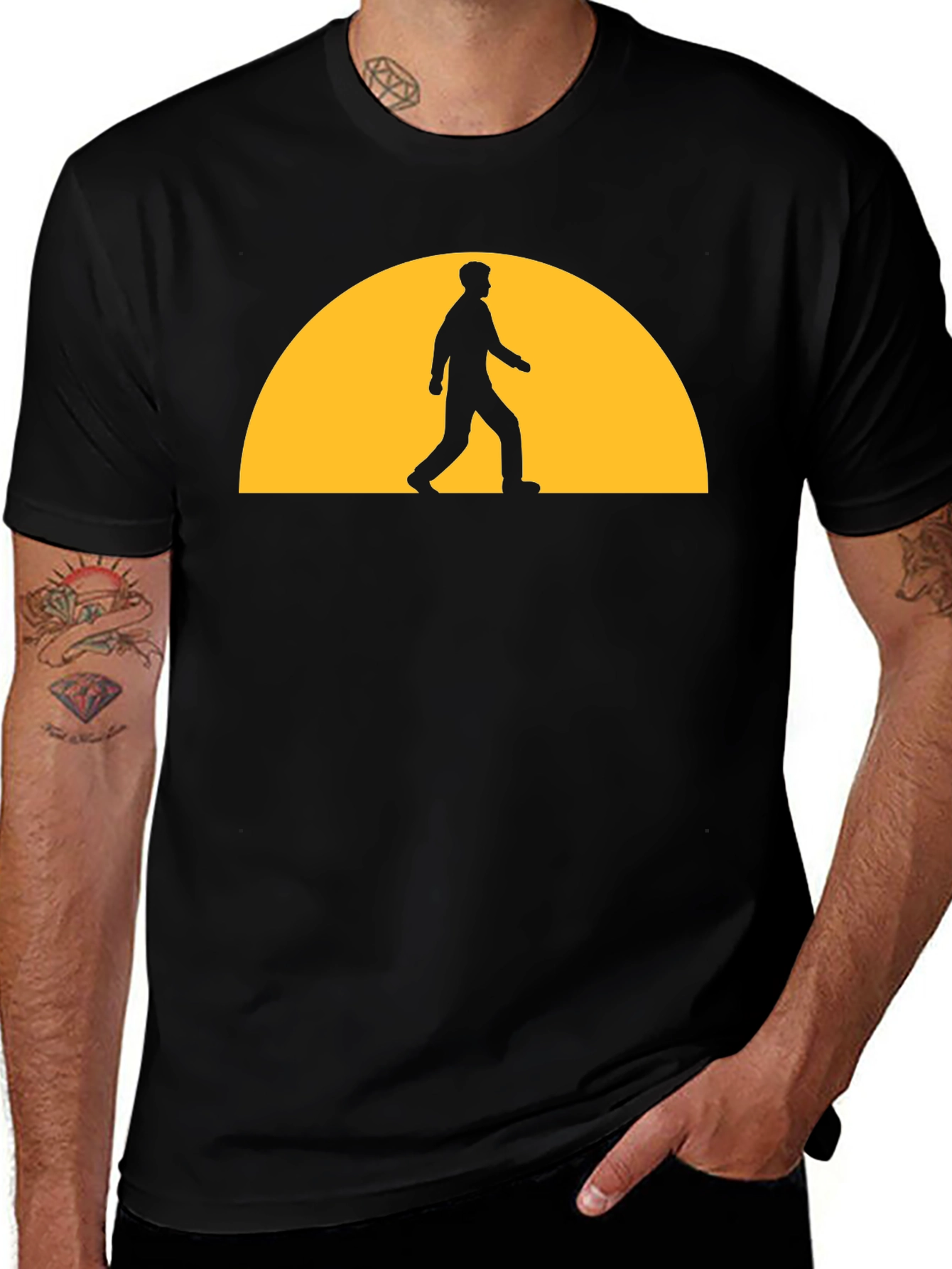 Sunset Walker Graphic Tee - Black Casual T-Shirt