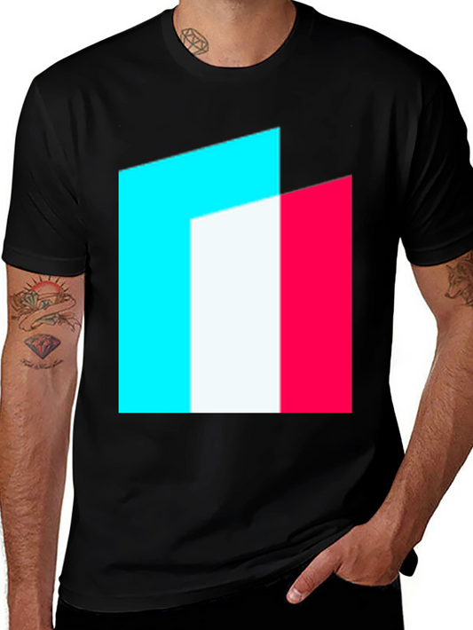 Abstract Color Block Graphic Tee - Modern Style