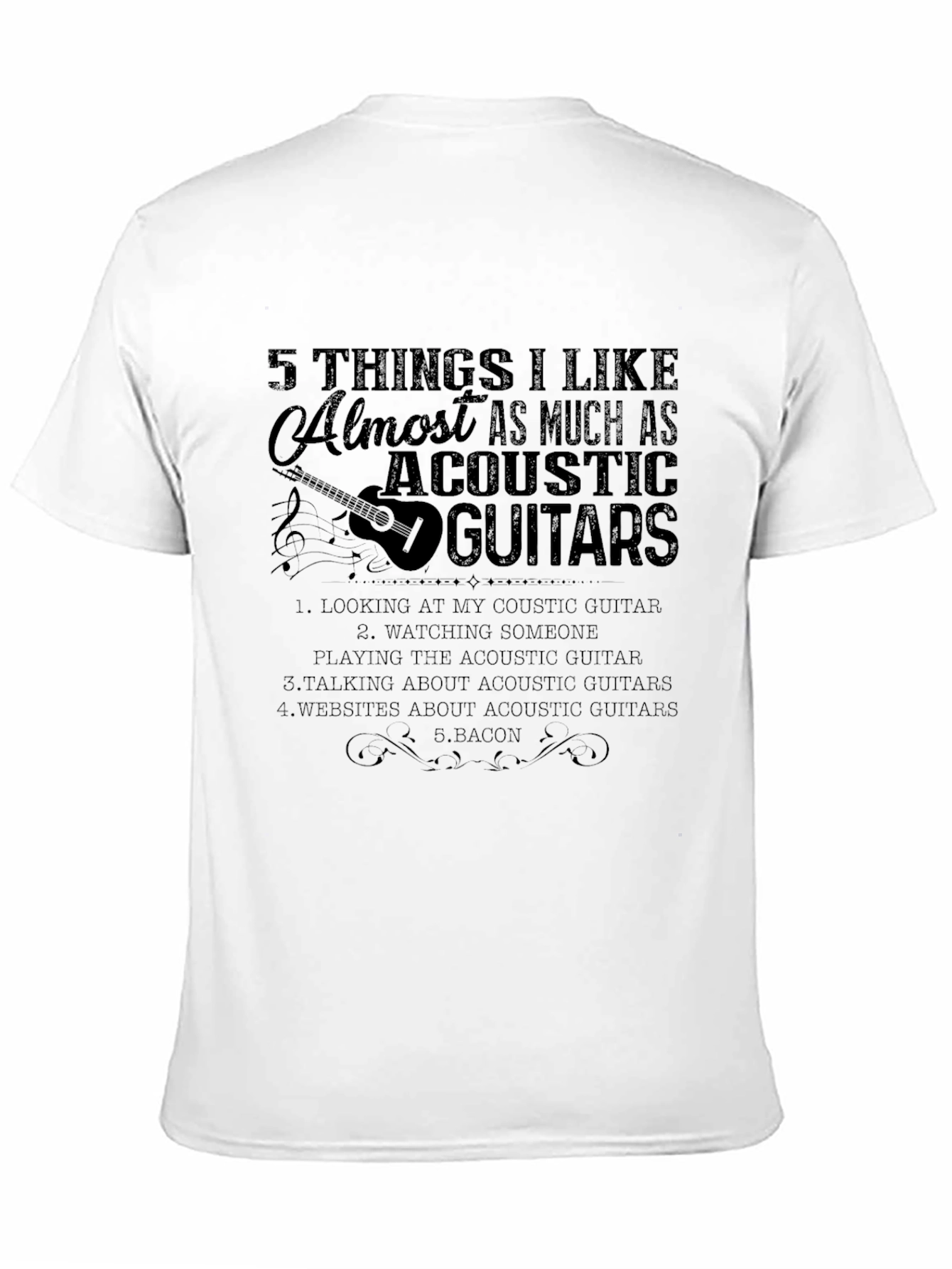Acoustic Guitar Lover Black T-Shirt | Bacon & Guitars!