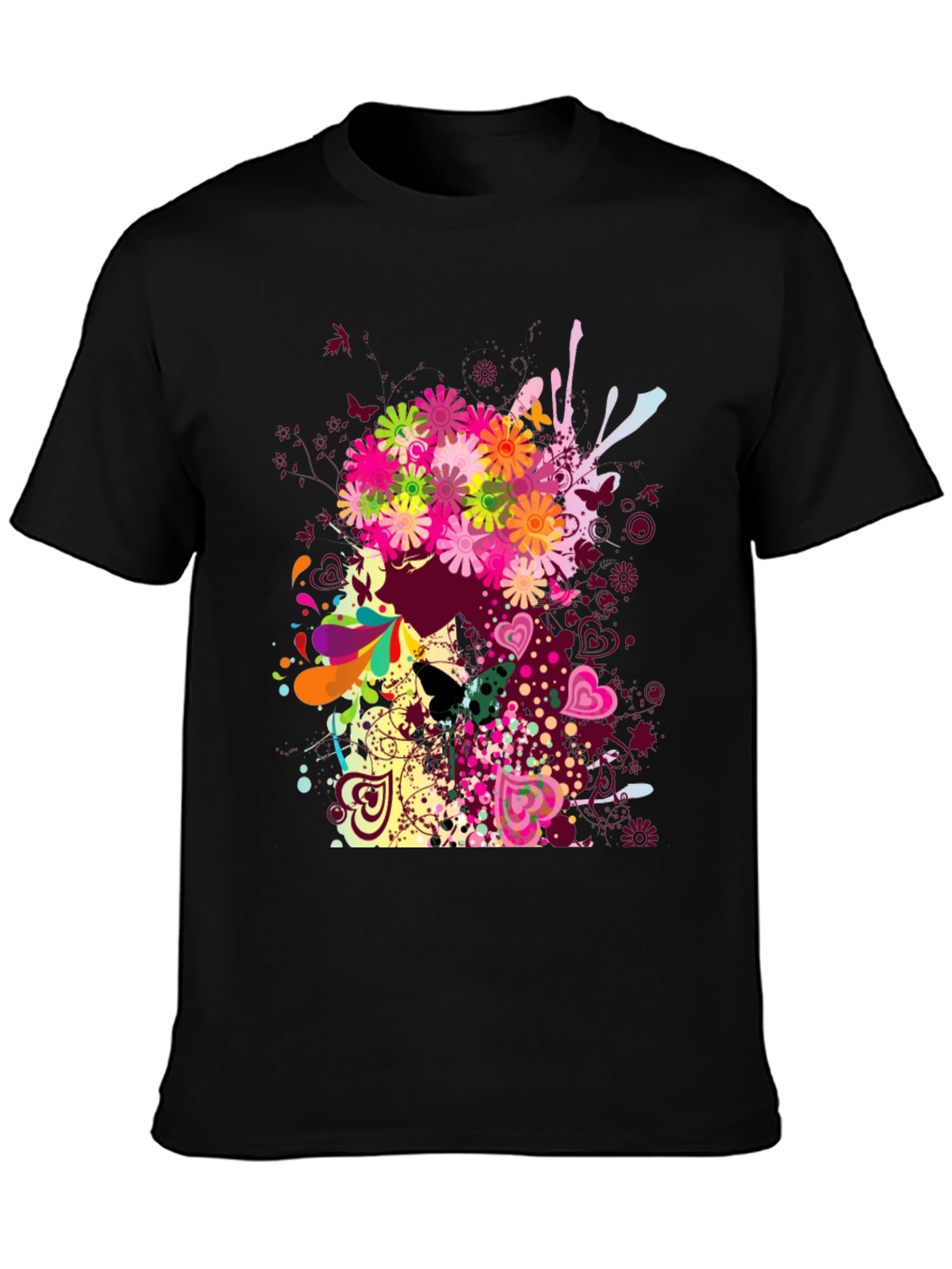 Floral Skull Graphic Tee - Unique Art Design