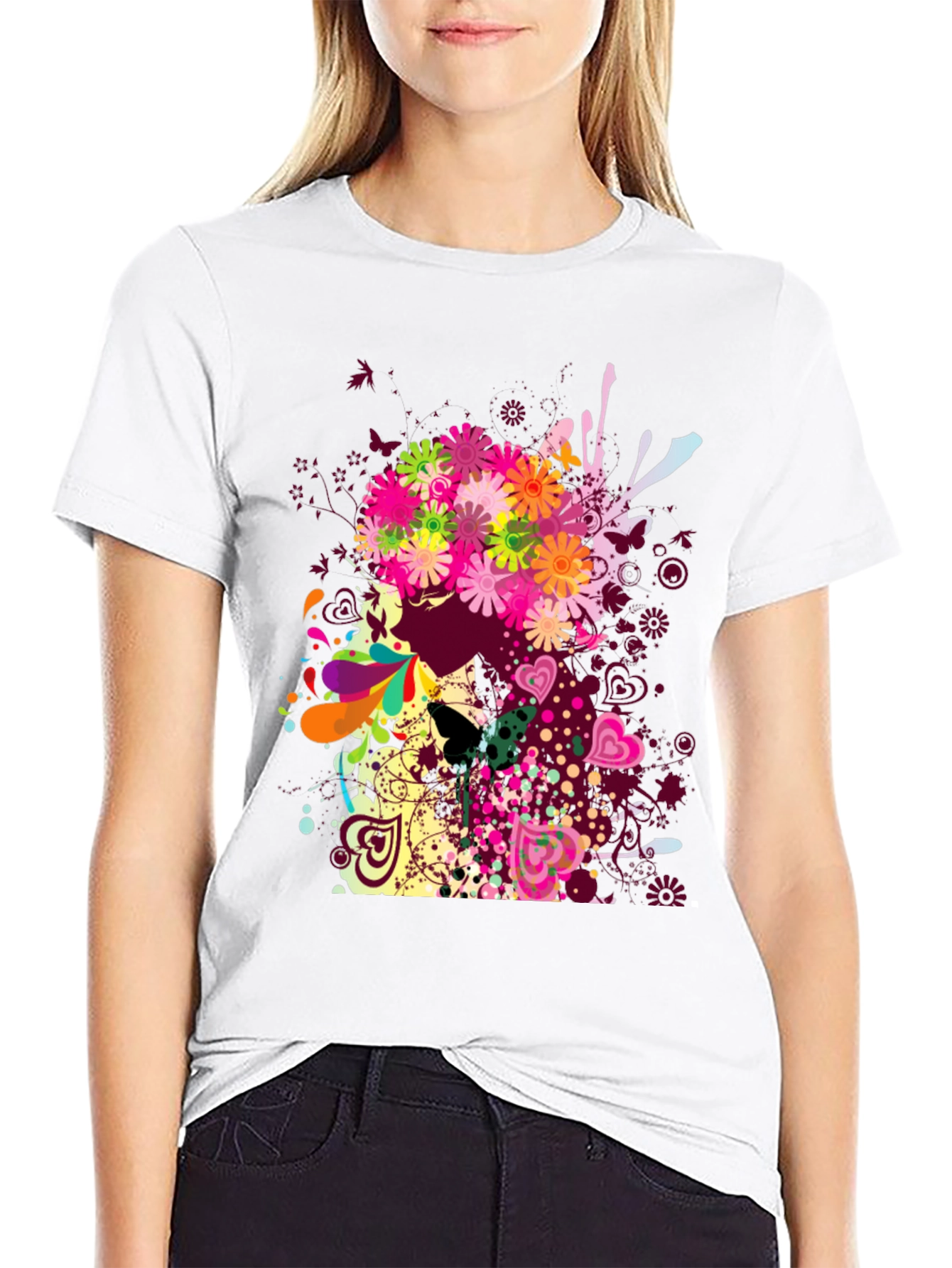 Floral Skull Graphic Tee - Unique Art Design