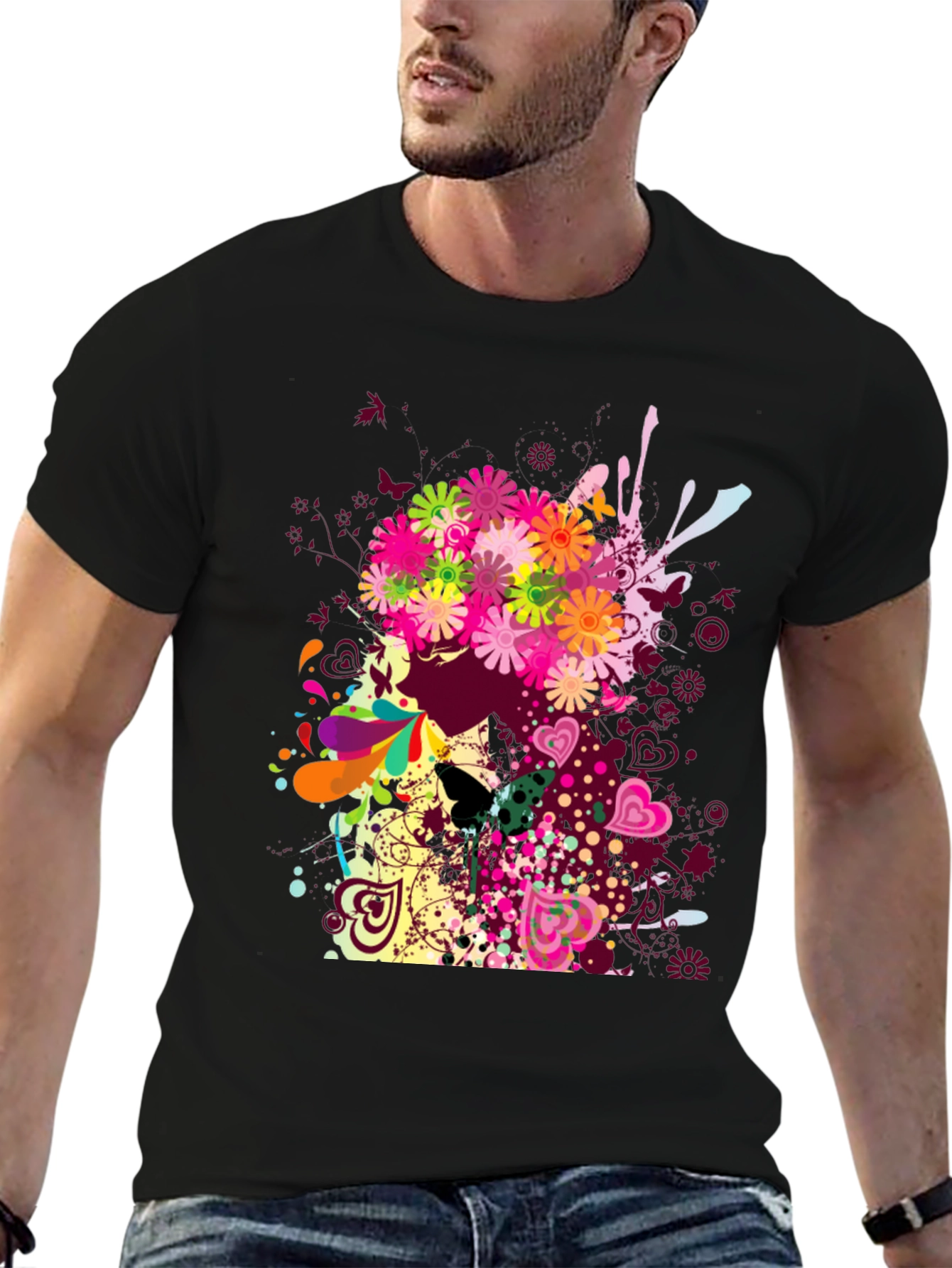 Floral Skull Graphic Tee - Unique Art Design